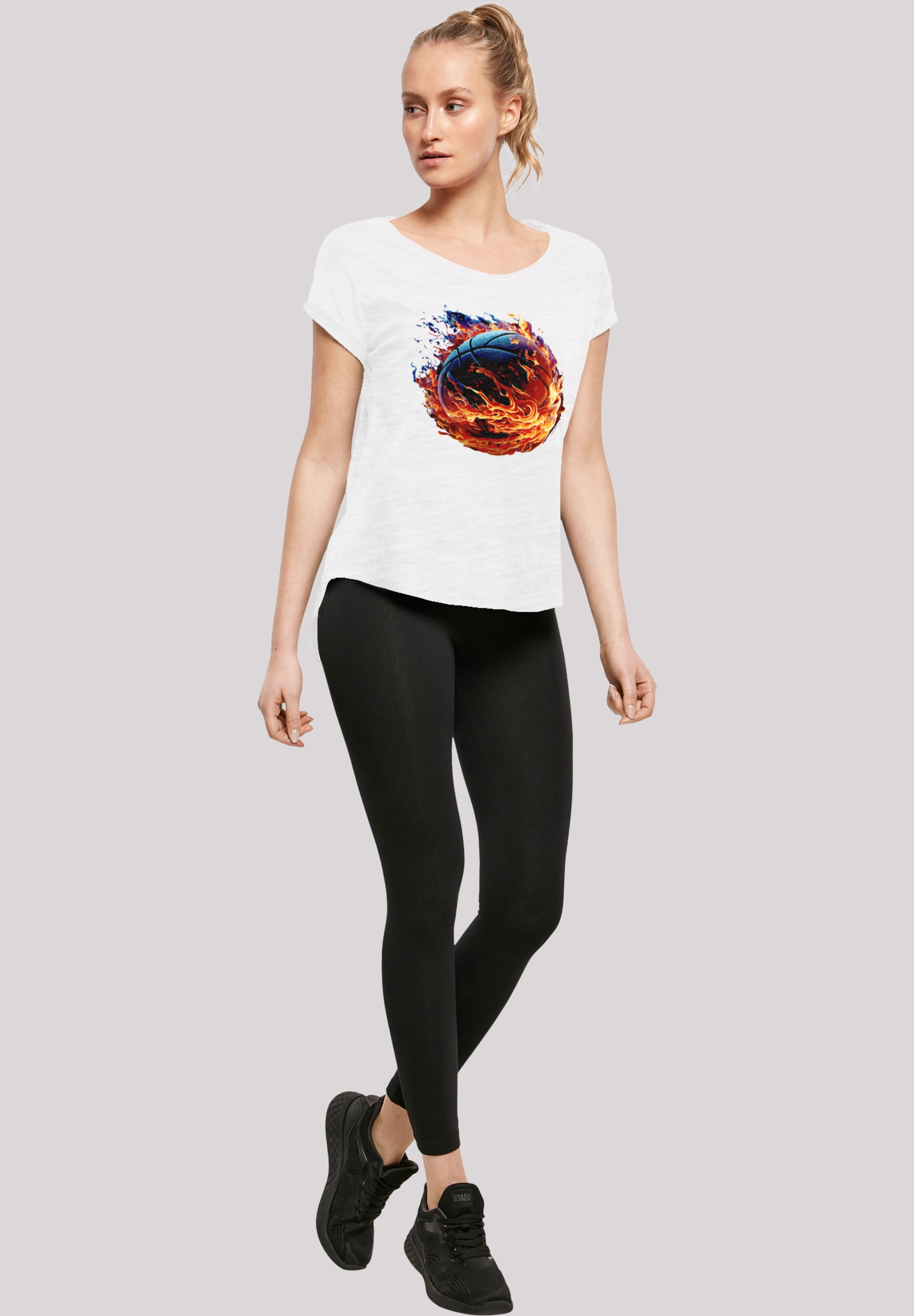 F4NT4STIC T-Shirt »Basketball On Fire Sport LONG« Print