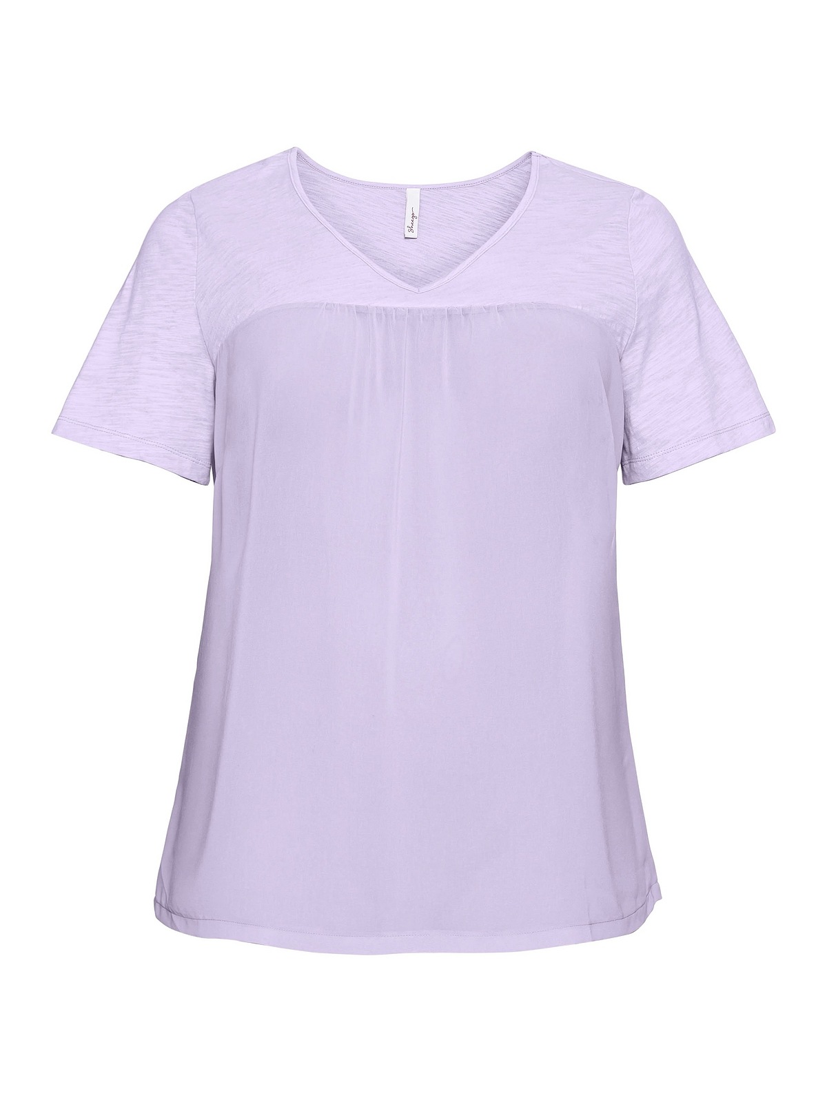 Sheego T-Shirt »Große in für | kaufen A-Linie im BAUR Materialmix, Größen«