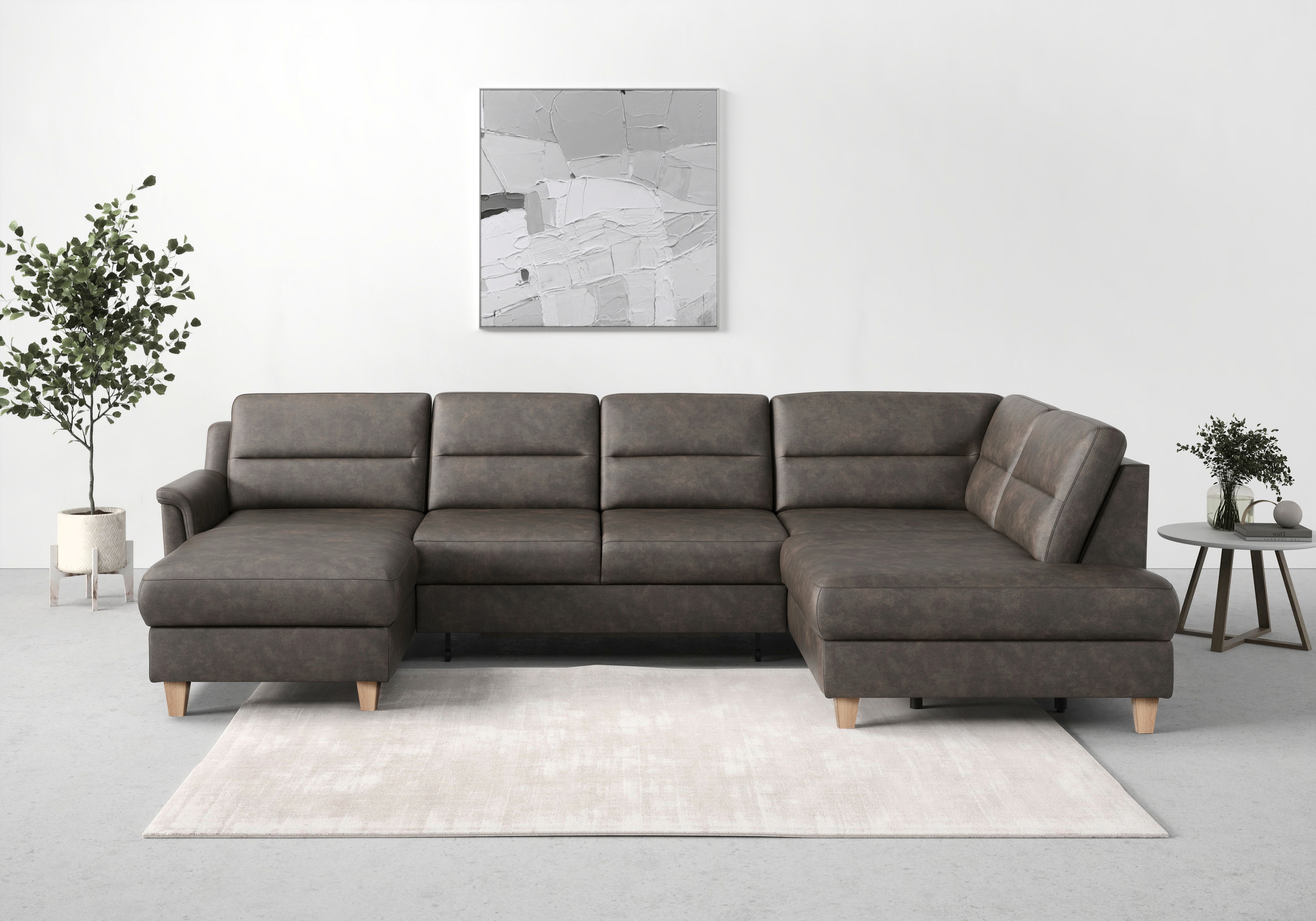 sit&more Wohnlandschaft "Farö U-Form" inklusive Federkern, wahlweise mit Schlaffunktion und Bettkasten