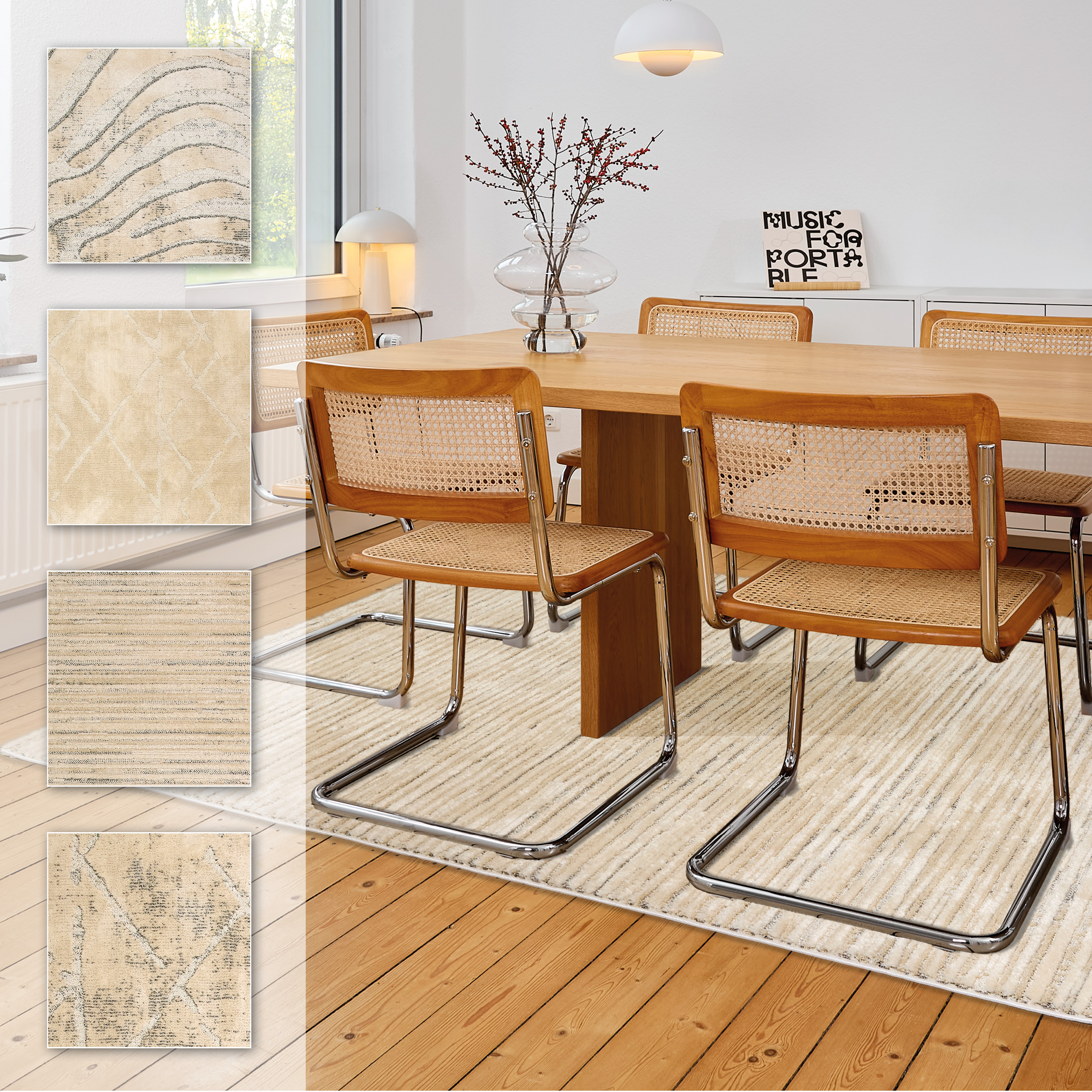 ASTRA "Lou 253" rechteckig 10 mm Höhe Hoch Tief Struktur, Kurzflor, Wohnzimmer, Schlafzimmer