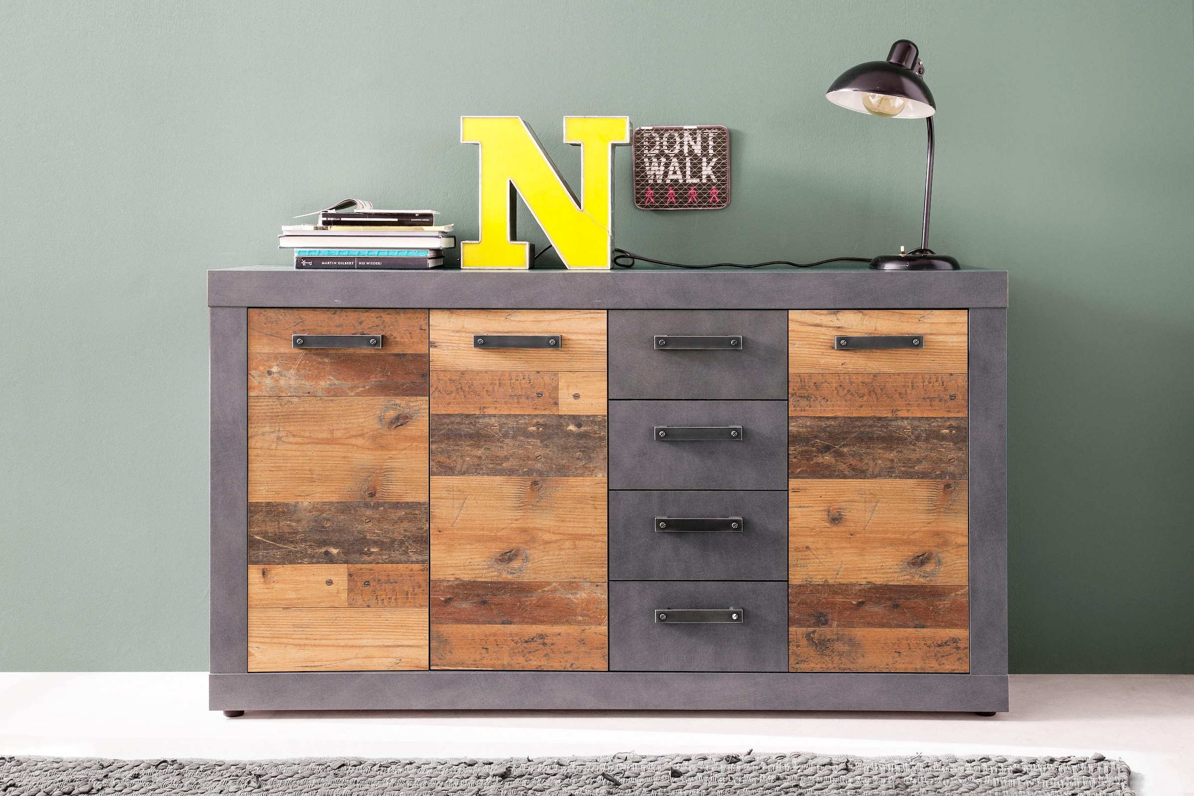 INOSIGN Kommode "Ilana", Sideboard im modernen Industrial Style - Mit 4 Sch günstig online kaufen