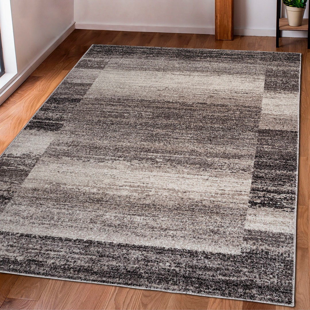 Teppich OTTO HOME "Beldre" Gr. 7, braun, B:240cm H:9mm L:320cm, Kunstfaser, Teppiche, Teppich, mit besonders weichem Flor, Kurzflor, modernes Design, mit Bordüre