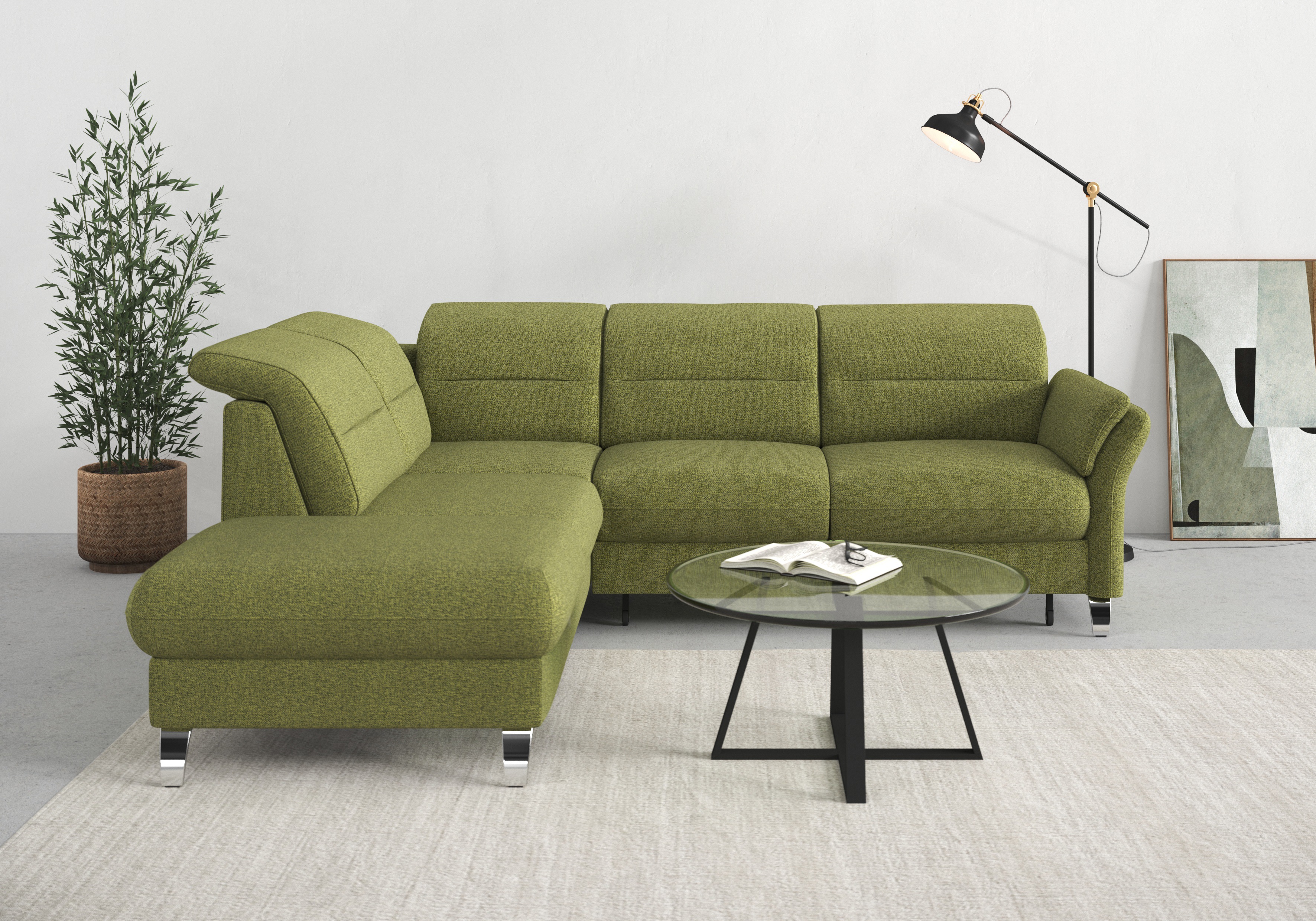 Thumbnail - sit&more Ecksofa "Grenoble L-Form mit Federkern" wahlweise mit Bettfunktion, Bettkasten, Arm- und Kopfteilverstellung