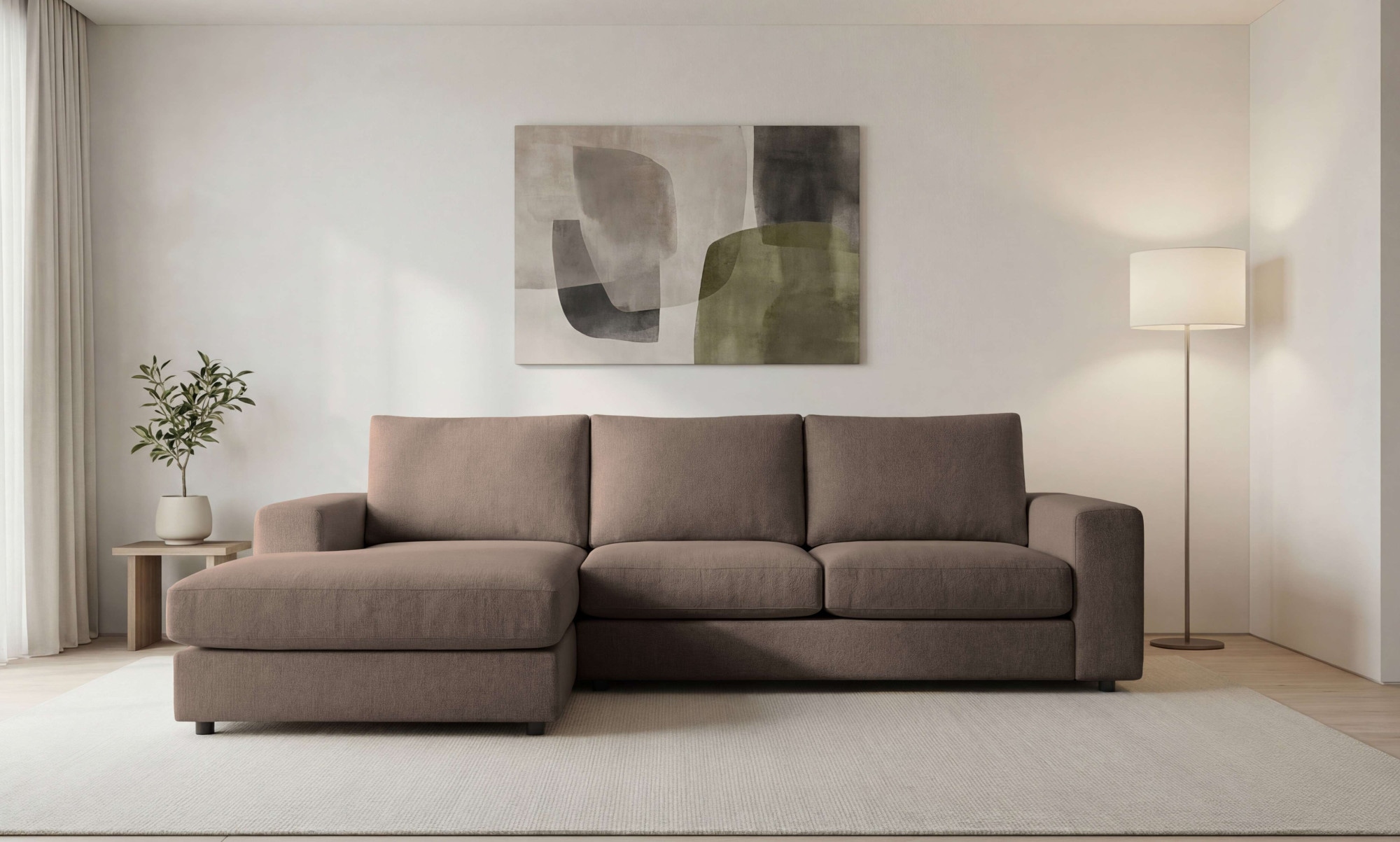 OTTO home Ecksofa "Nivette, weiches Chenille" Breite 269 cm, L-Form, bodentief, mit Wellenunterfederung