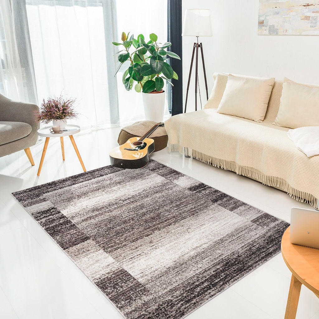 Teppich OTTO HOME "Beldre" Gr. 7, braun, B:240cm H:9mm L:320cm, Kunstfaser, Teppiche, Teppich, mit besonders weichem Flor, Kurzflor, modernes Design, mit Bordüre 3