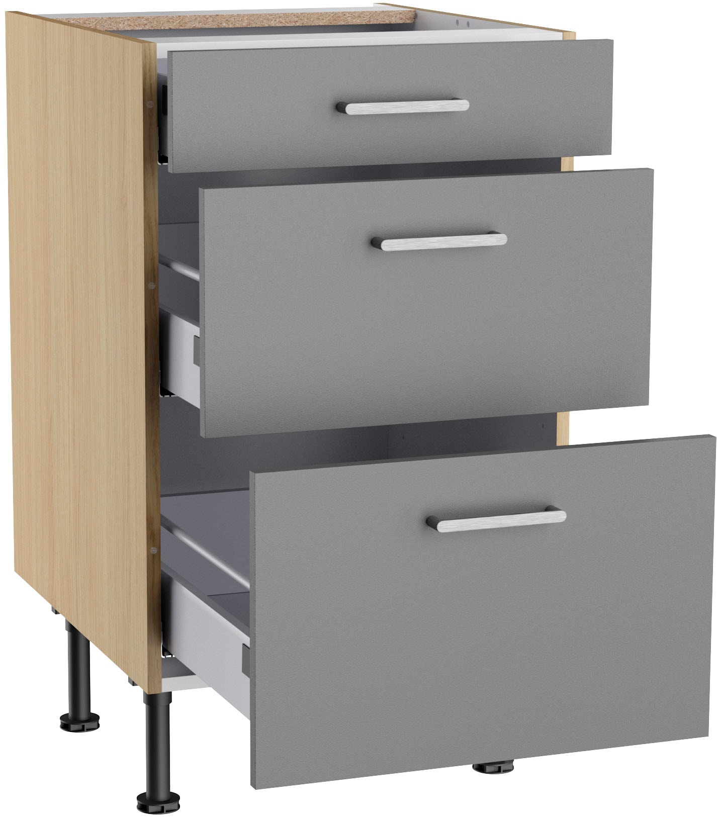 KOCHSTATION Unterschrank »KS-Lucy« Breite 50 cm, 1 Schubkasten, 2 Auszügen, Soft-Close, verstellb. Füße