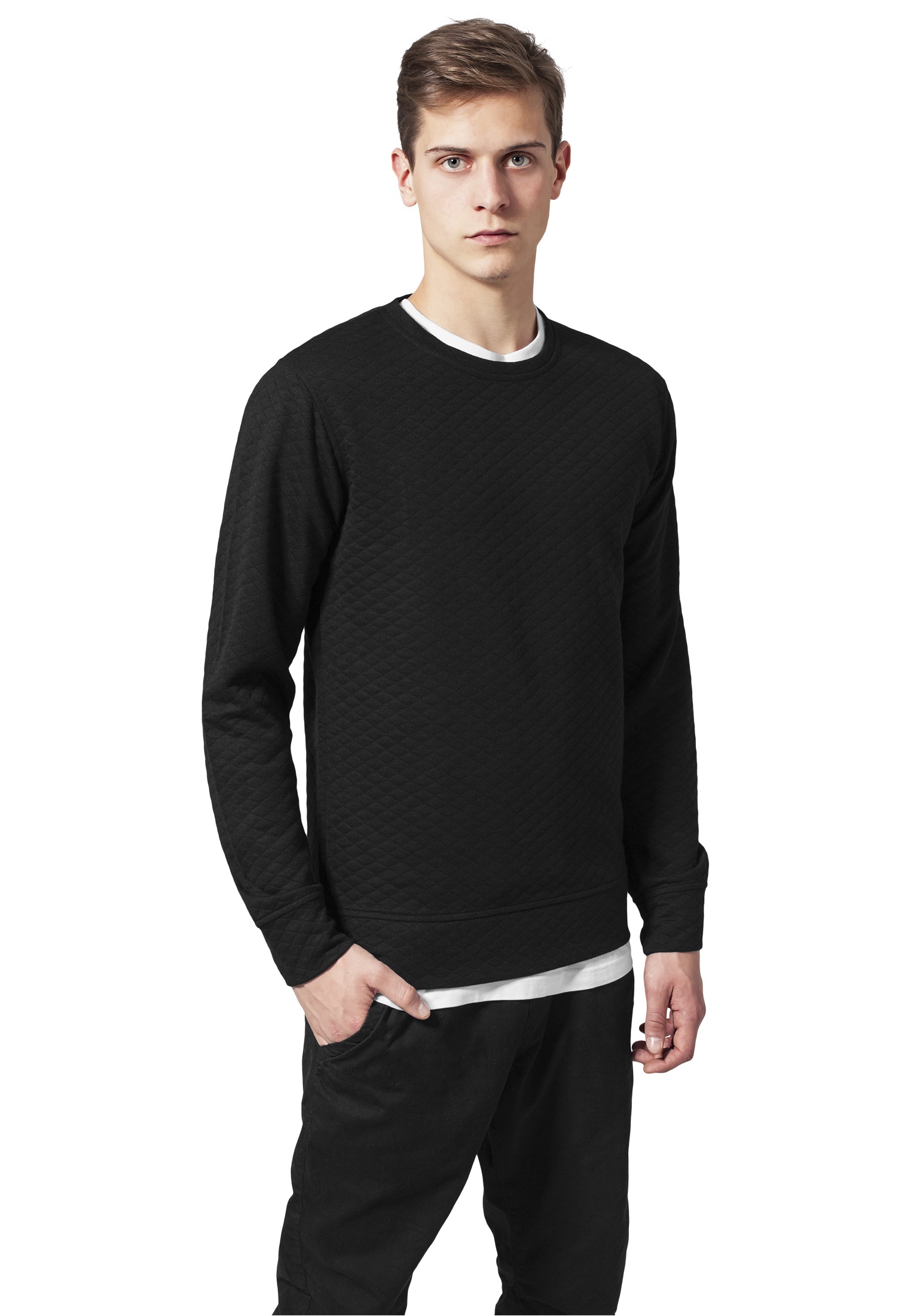 URBAN CLASSICS Sweater »Herren Diamond Quilt Crewneck« (1 tlg.)