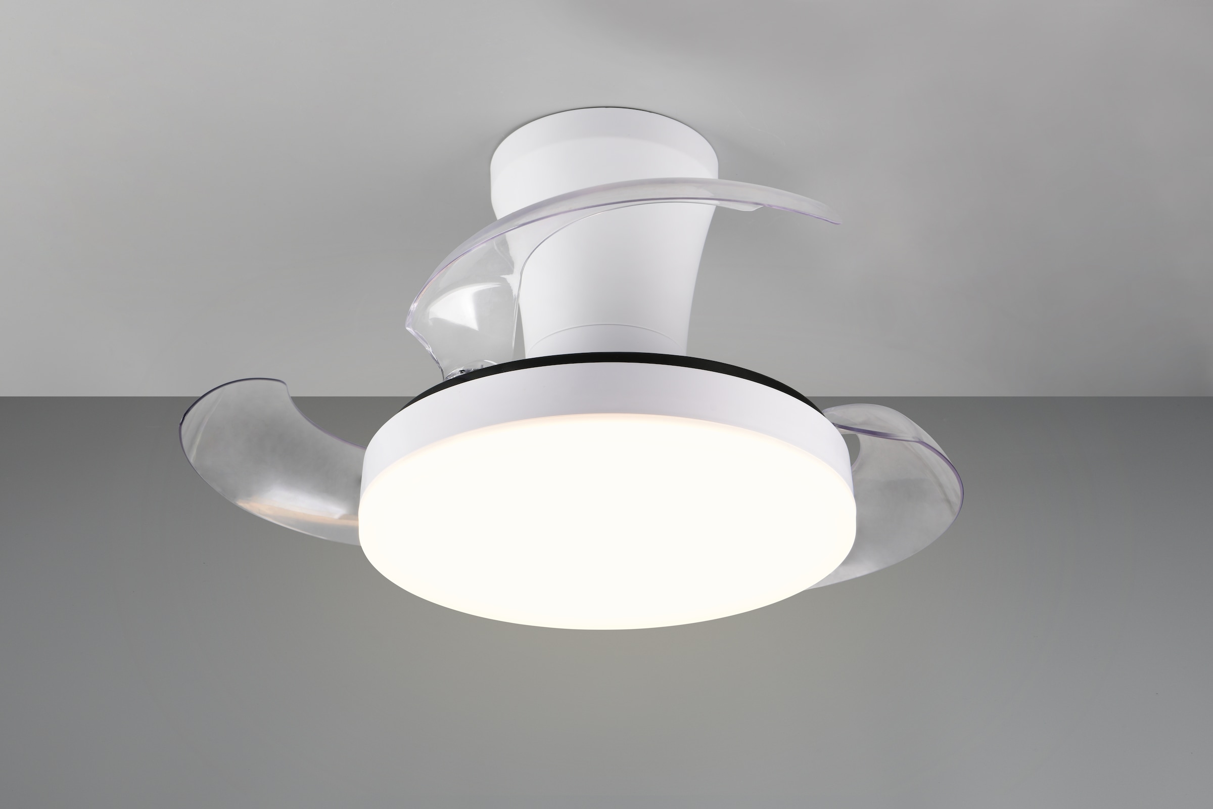 REALITY Leuchten LED Deckenleuchte »TAMPERE mit Ventilator, Deckenventilator mit ausklappbaren Flügeln 30W« LED-Board 1 Stk. Farbwechsler | warmweiß - kaltweiß Ø 30 - 71 cm (aufgeklappt), 6 Stufen, LED 24W CCT dimmbar Timer Fernb.