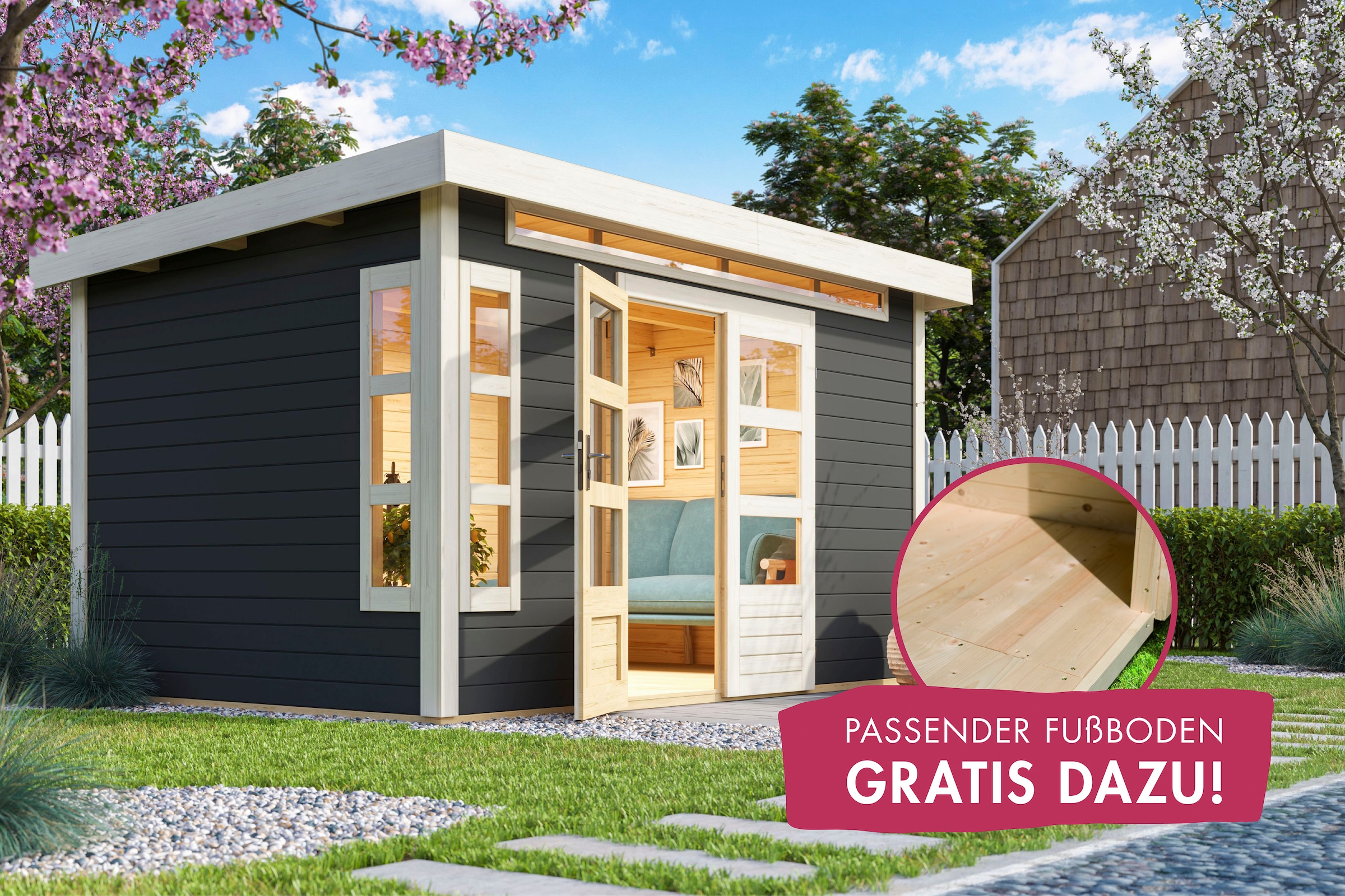 Karibu Gartenhaus "Kolimasee 7", terragrau günstig online kaufen