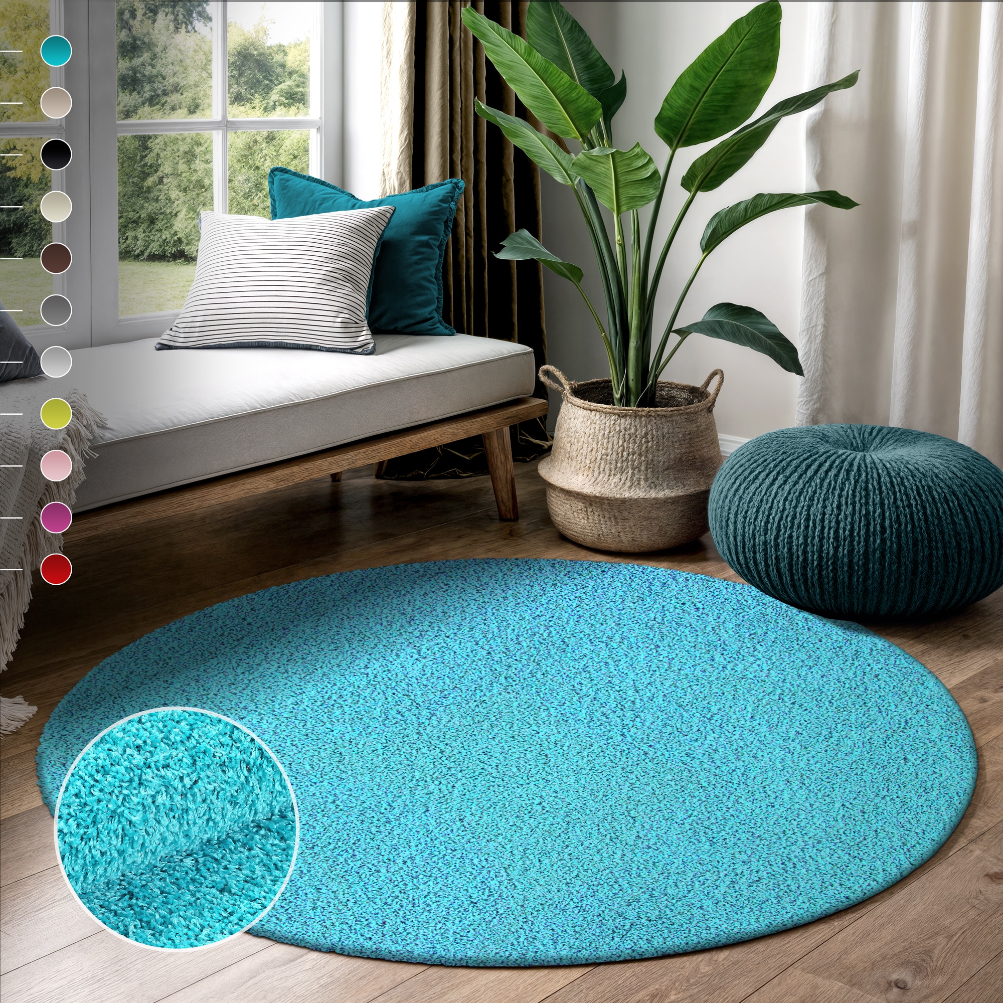 Sanat Hochflor-Teppich "LOCA, auch als Läufer und in Rund" rund 30 mm Höhe Wohnzimmer, Langflor, Shaggy, Schlafzimmer
