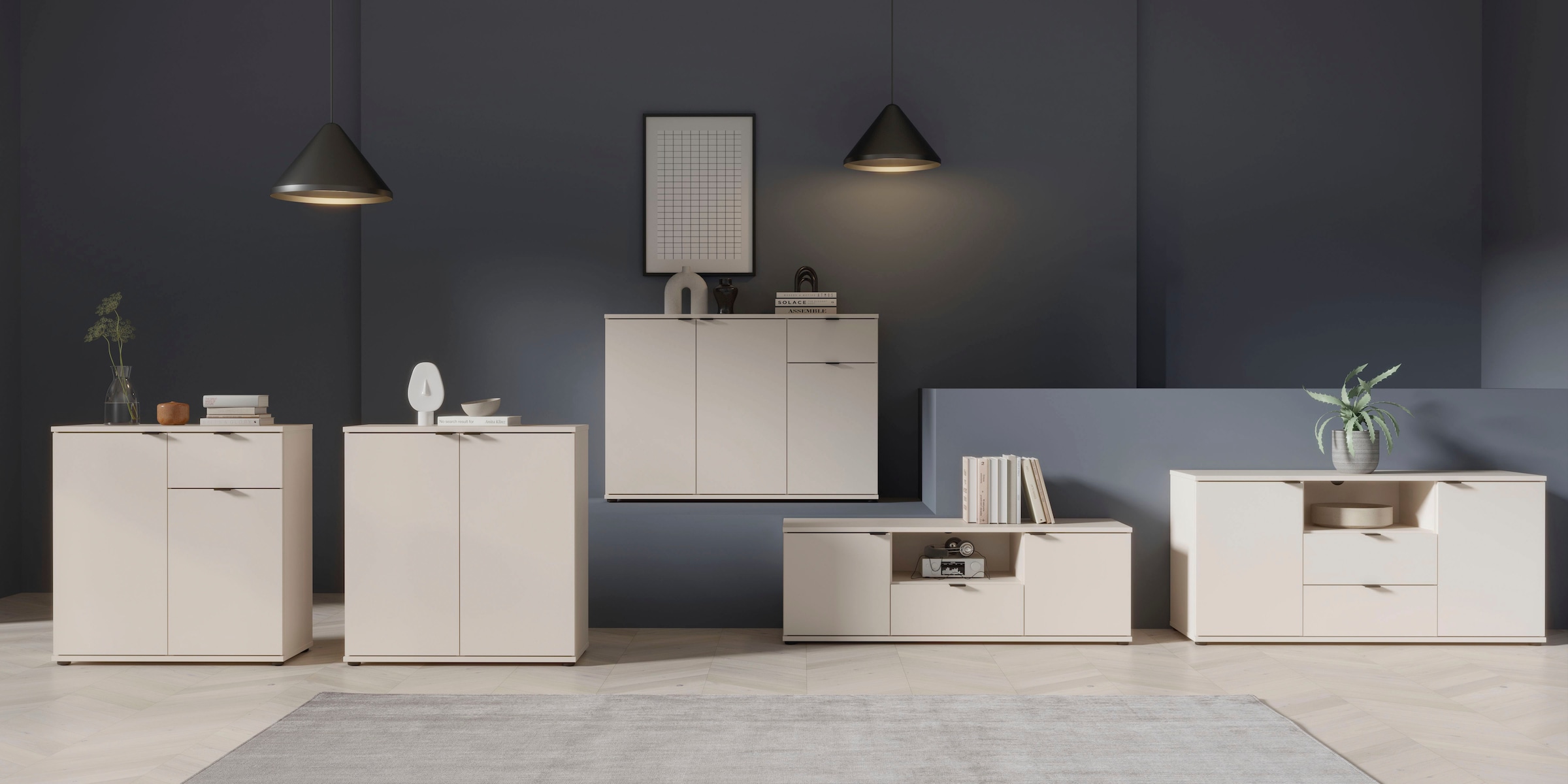 FORTE Sideboard »Ganymede«, Sideboard, Stauraum, Schublade; Metallgriffe, 4 Dekore, Breite 119,8cm