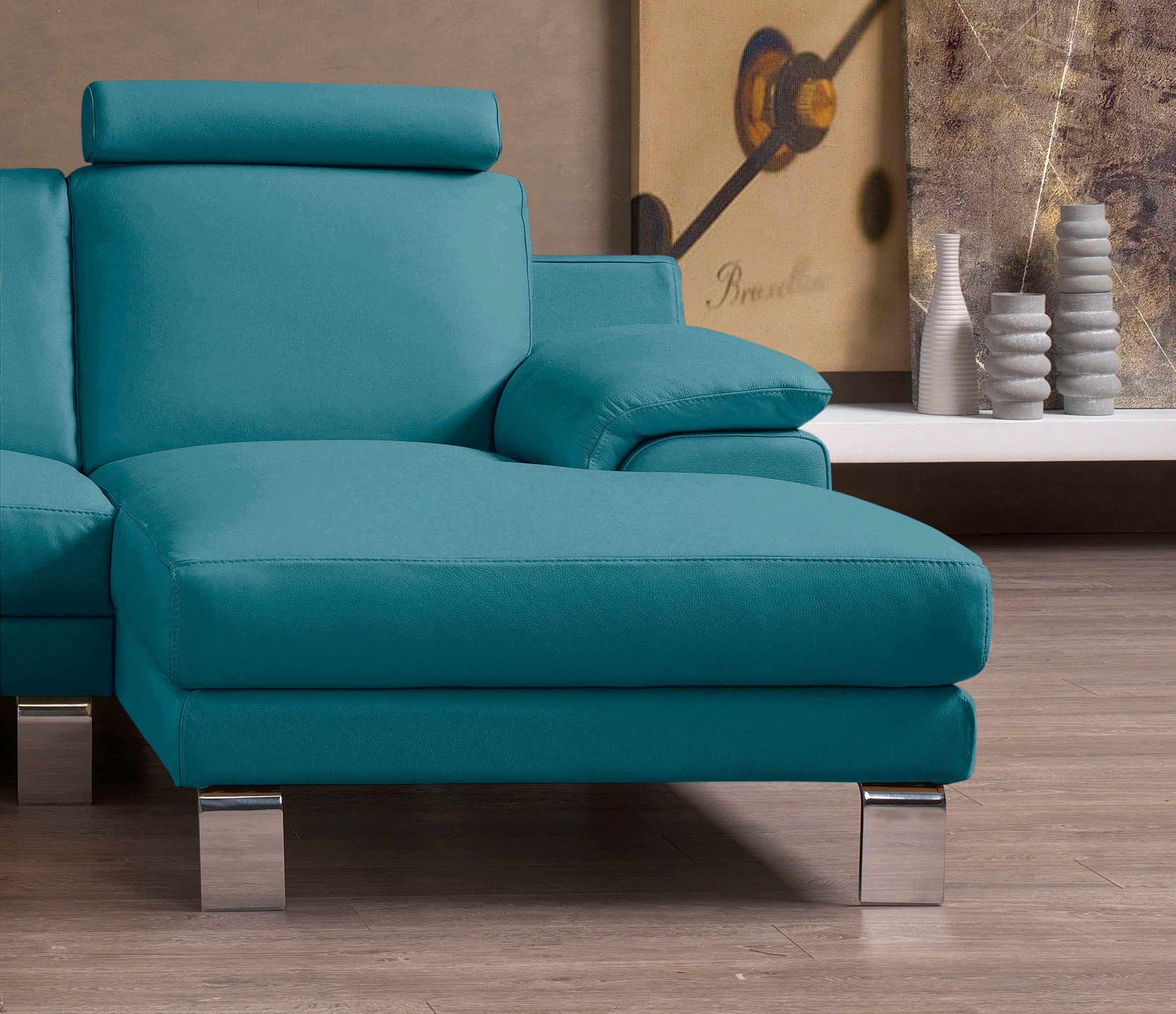 Egoitaliano Ecksofa »Shakira, Design und super Sitzkomfort auf hohem Niveau, tolle Details«, mit Recamiere, L-Form, edle Füße