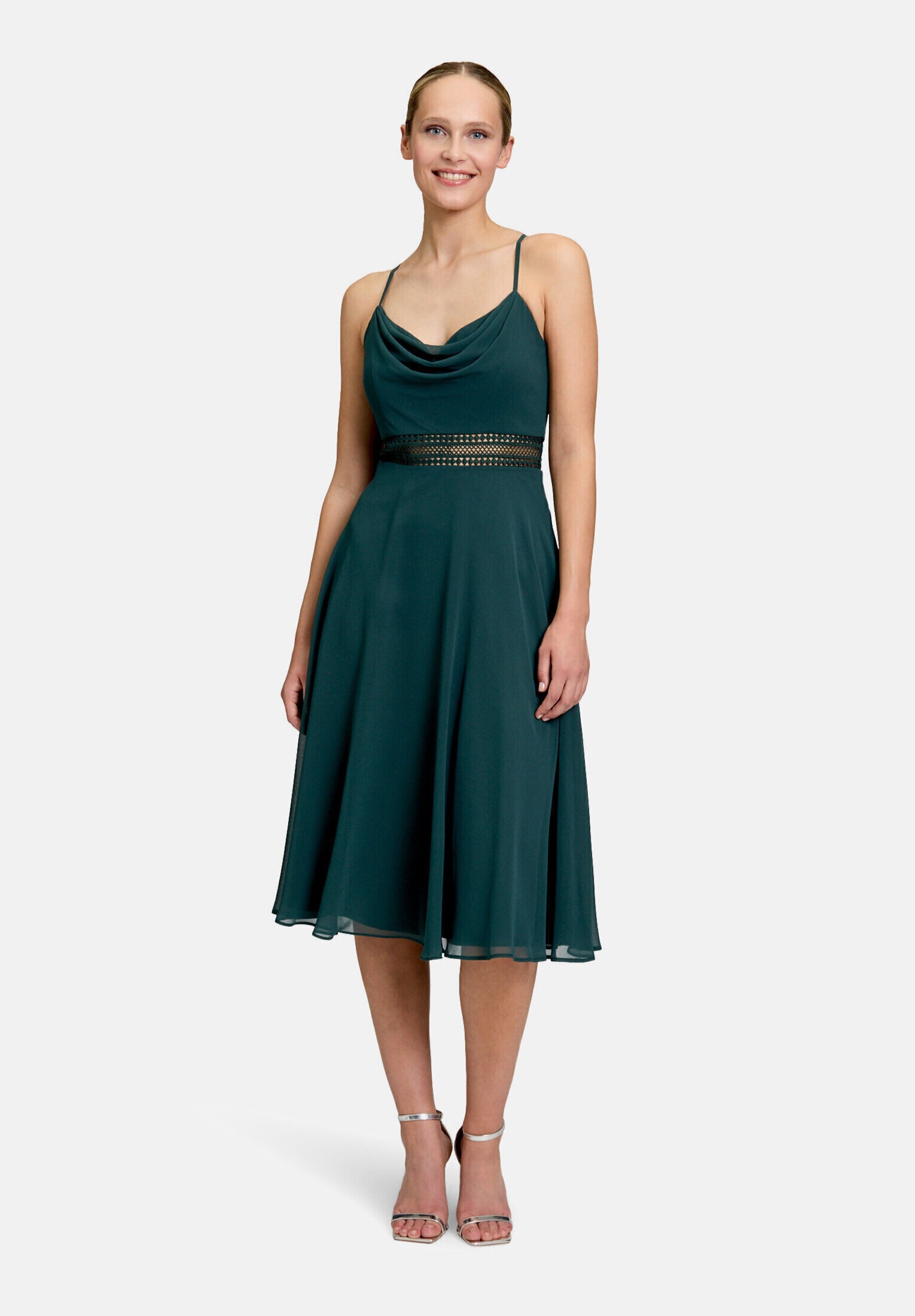 Vera Mont Cocktailkleid "Damen mit Wasserfallausschnitt" Ohne Tasche Stickerei