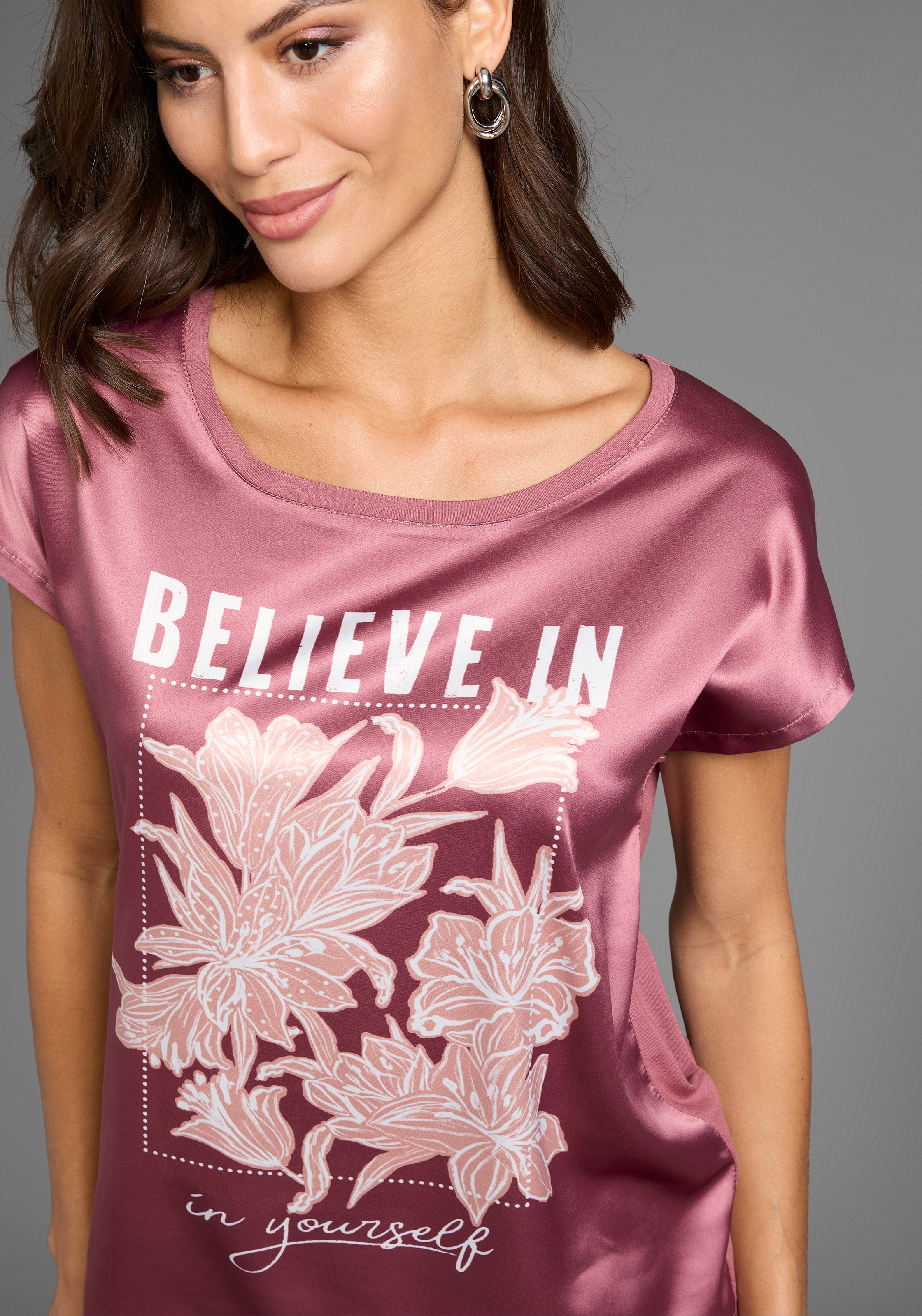 Laura Scott Shirtbluse, mit U-Boot Ausschnitt und schmückendem Blumendruck günstig online kaufen