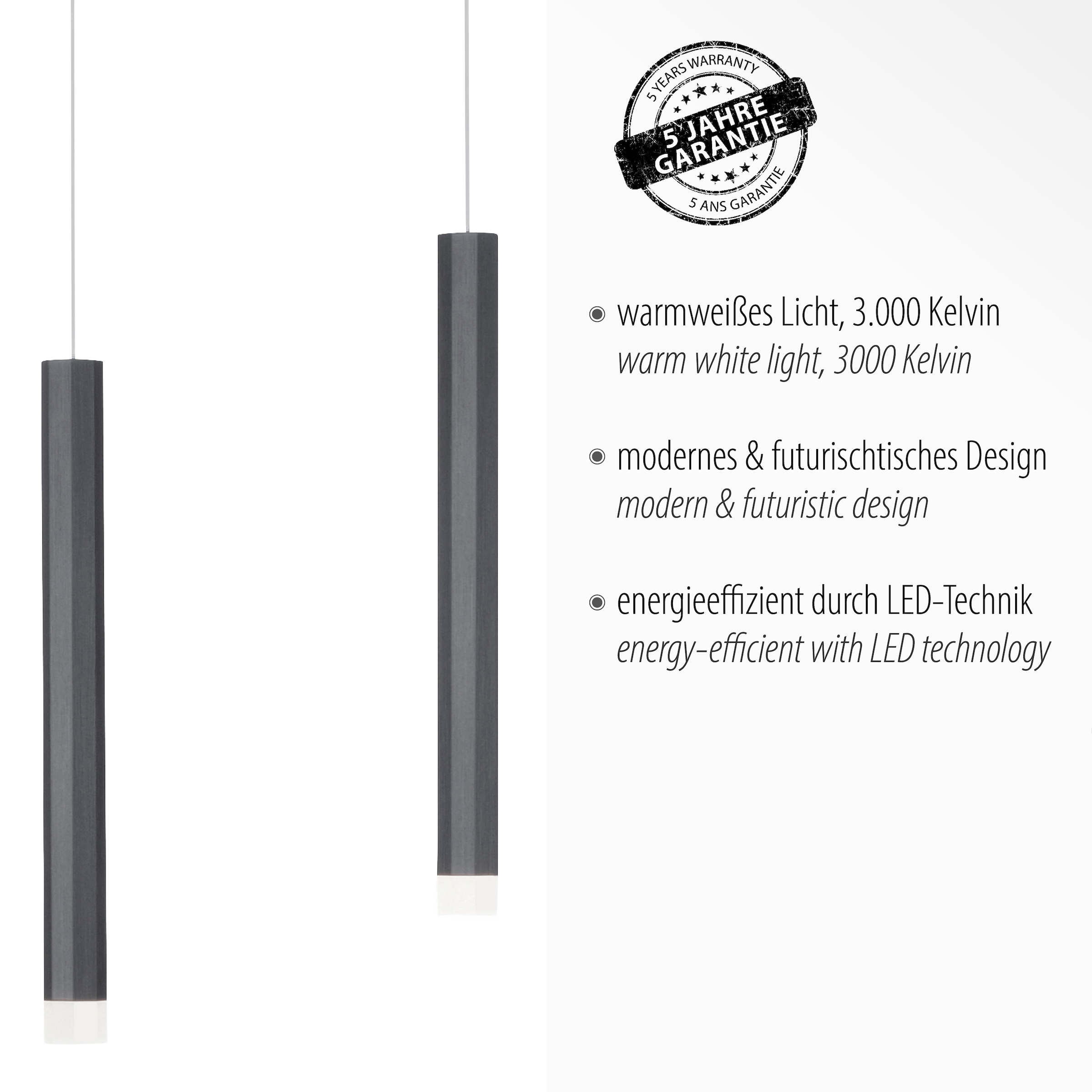 JUST LIGHT Pendelleuchte »BRUNO«, 3 flammig, Leuchtmittel LED-Board | LED fest integriert, LED