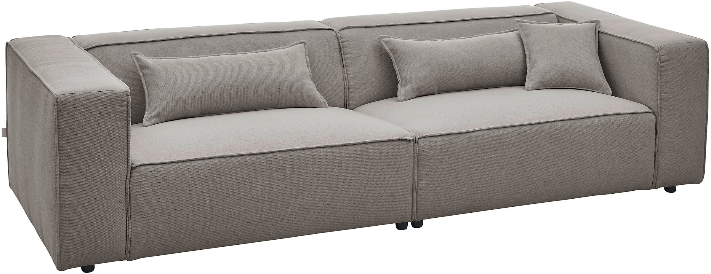 LeGer Home by Lena Gercke 3-Sitzer »PIARA, Couch mit Kedernaht, Sofa in Cord oder Leinenoptik«, schwarze Füße, bequemer Sitzkomfort