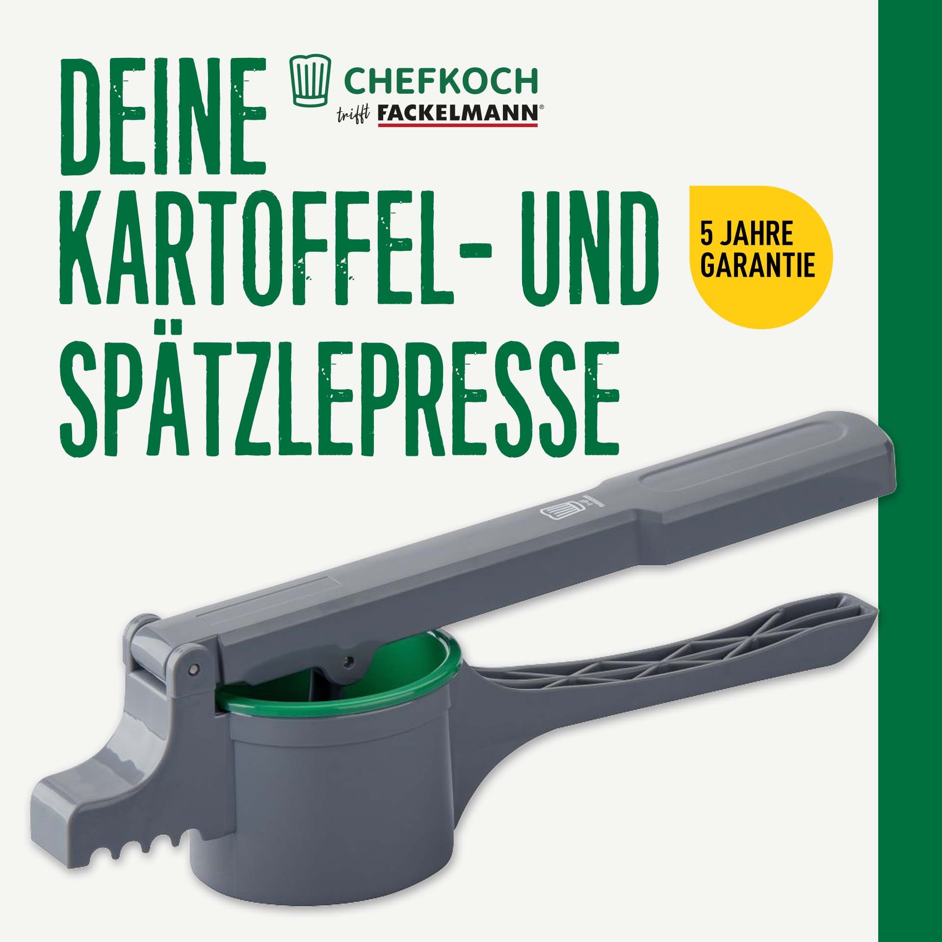 Chefkoch trifft Fackelmann Spätzlepresse "Presse für Kartoffeln, Spätzle, S günstig online kaufen