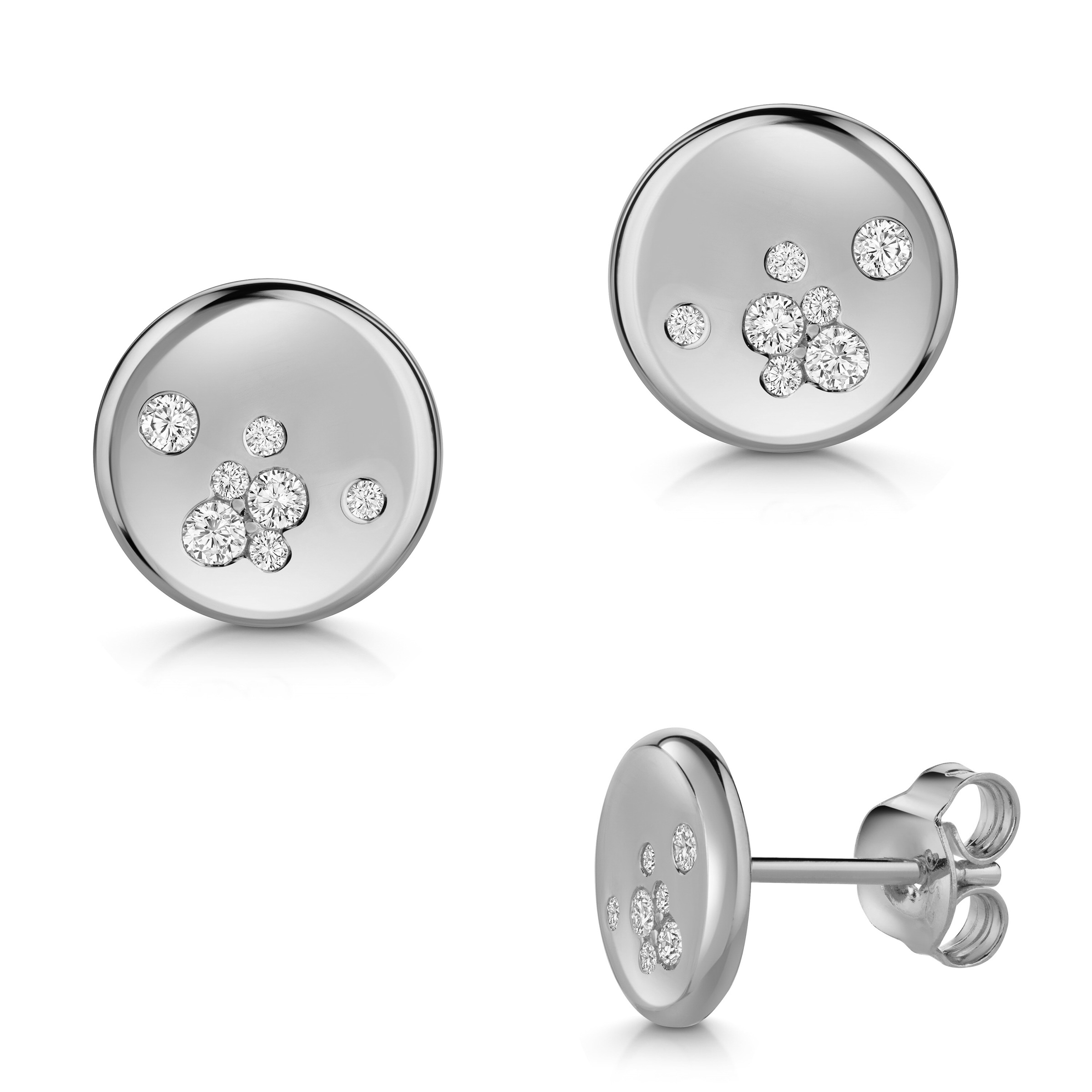Paar Ohrstecker FIRETTI "Schmuck Geschenk Silber 925 Ohrschmuck Ohrringe Kreis rund", silberfarben, kristallweiß, kristallweiß, Ohrringe, Damen, Silber 925 (Sterlingsilber), Made in Germany - mit Zirkonia (synth.)