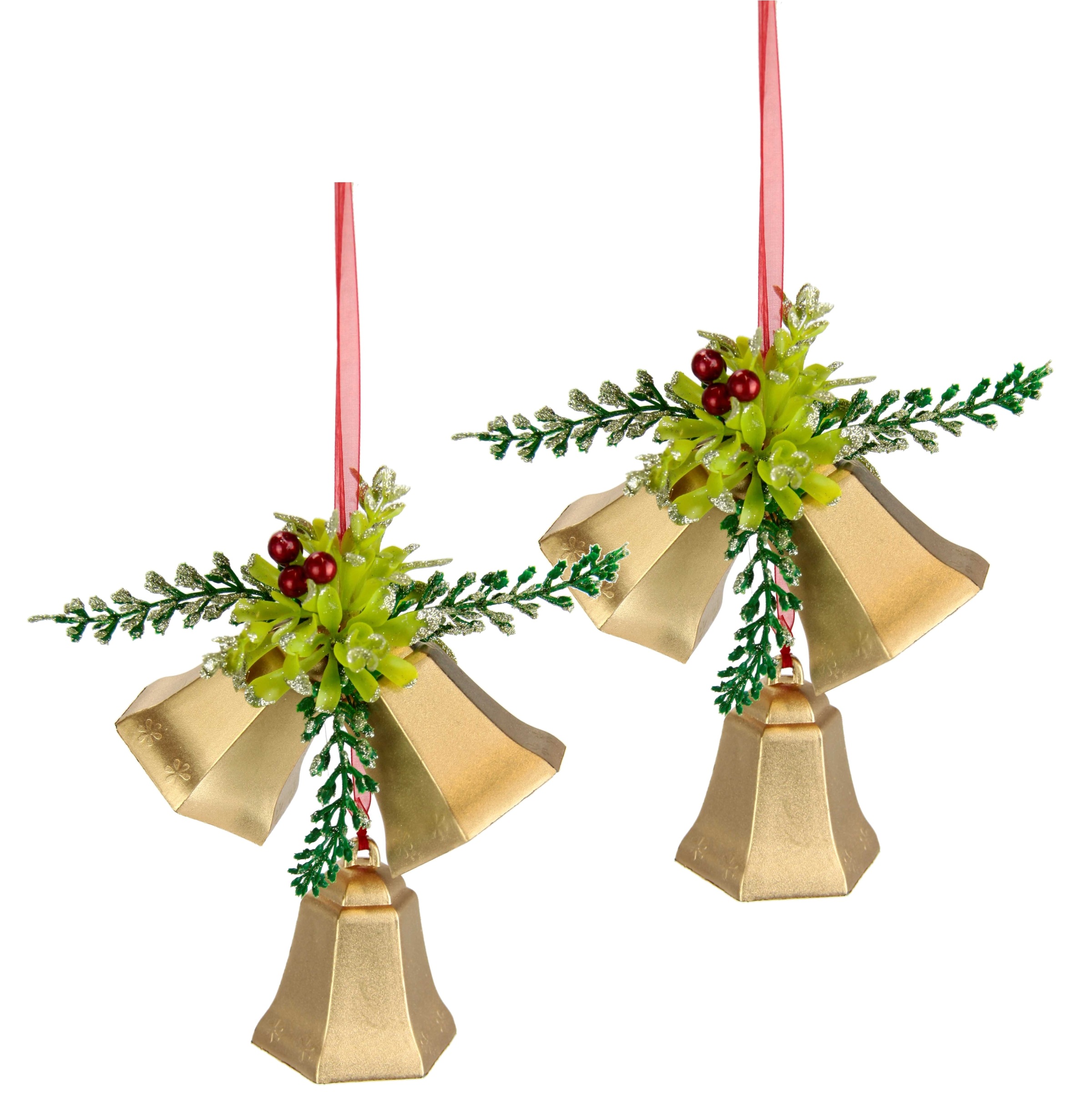 I.GE.A. Dekohänger "Glocken" zum Hängen, 2er Set, Weihnachtsdeko Kranzdeko