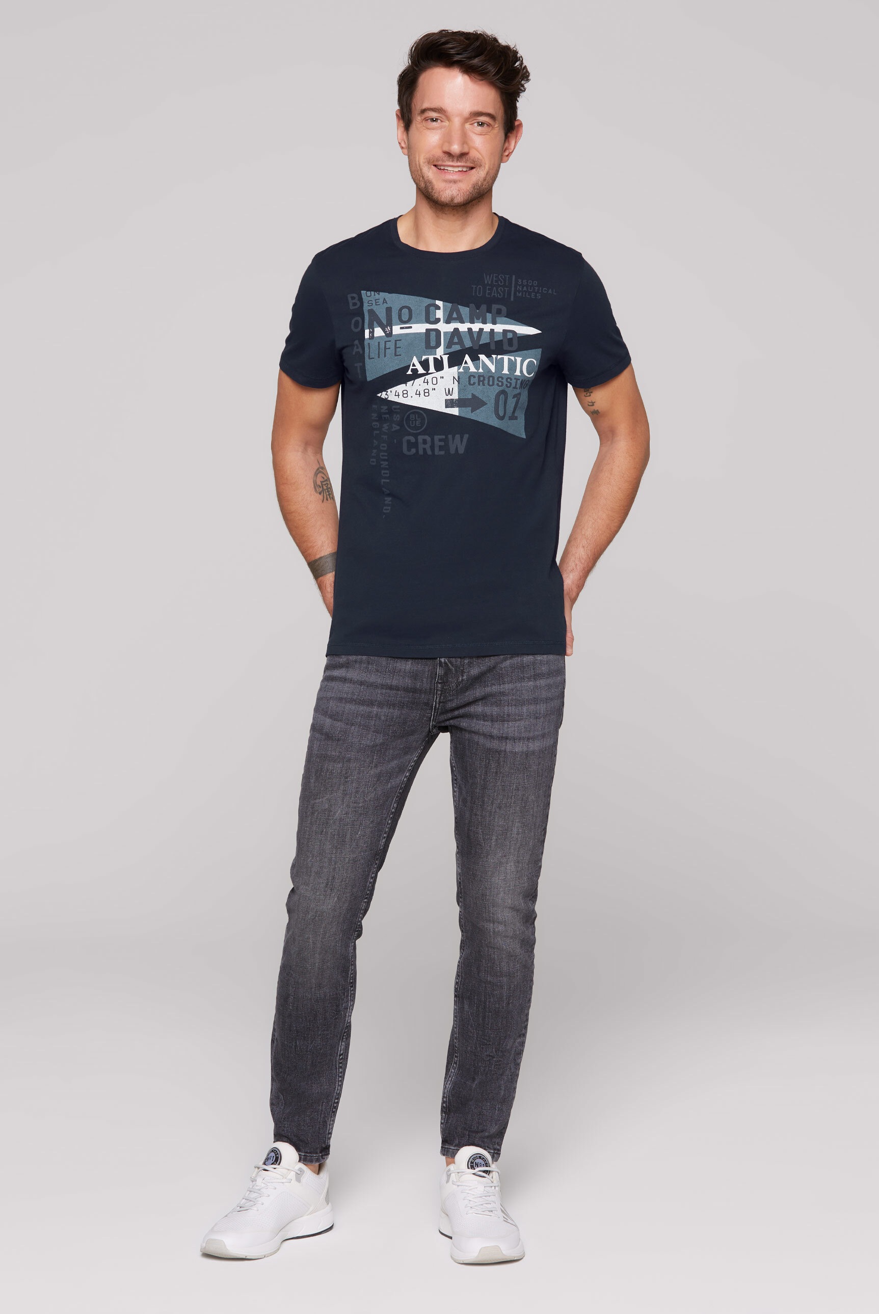 CAMP DAVID Rundhalsshirt, aus Baumwolle