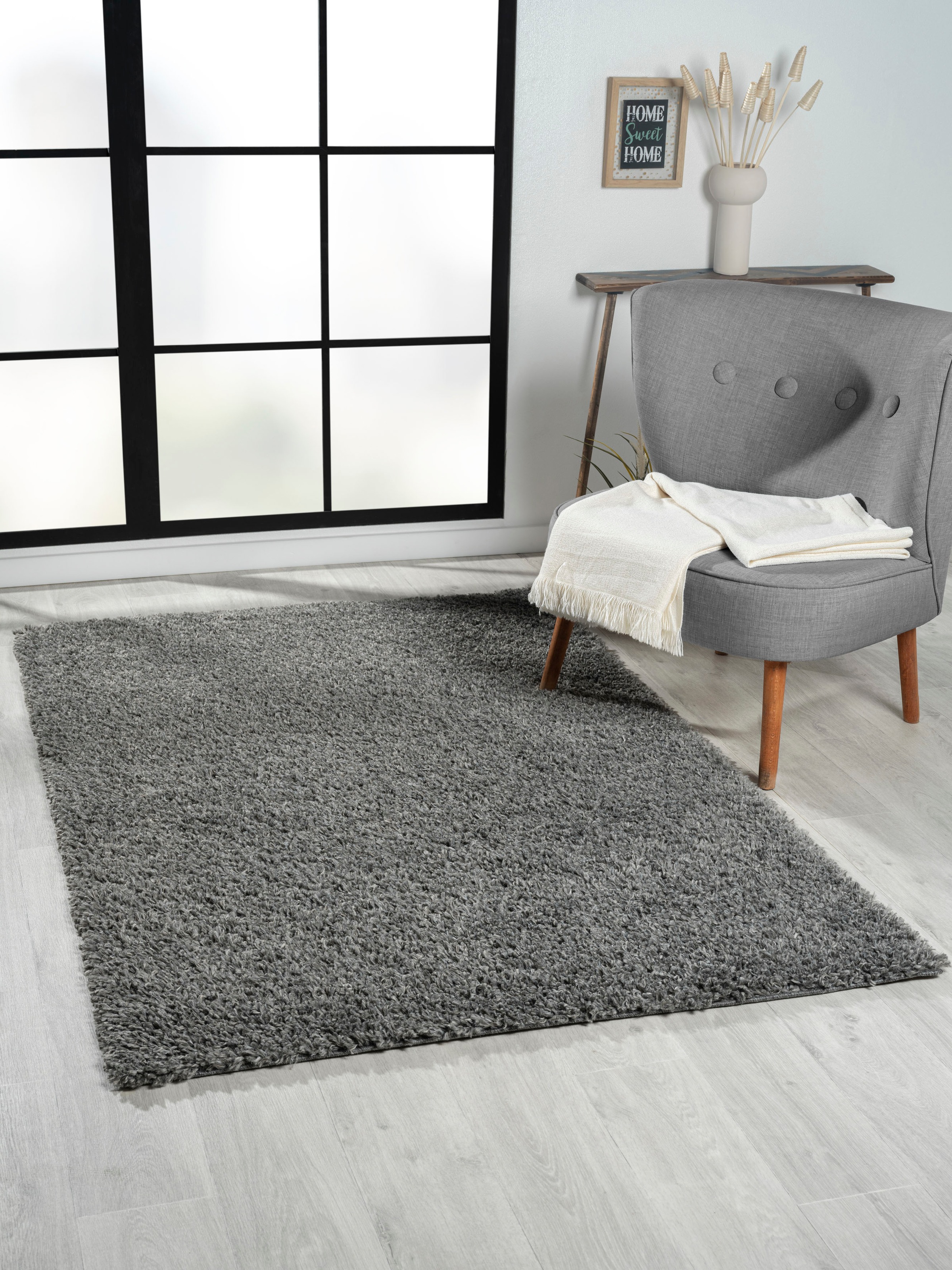 Myflair Möbel & Accessoires Hochflor-Teppich »My Shaggy«, rechteckig, 37 mm Höhe, Shaggy, Uni-Farben, leicht glänzend, Microfaser, extra flauschig