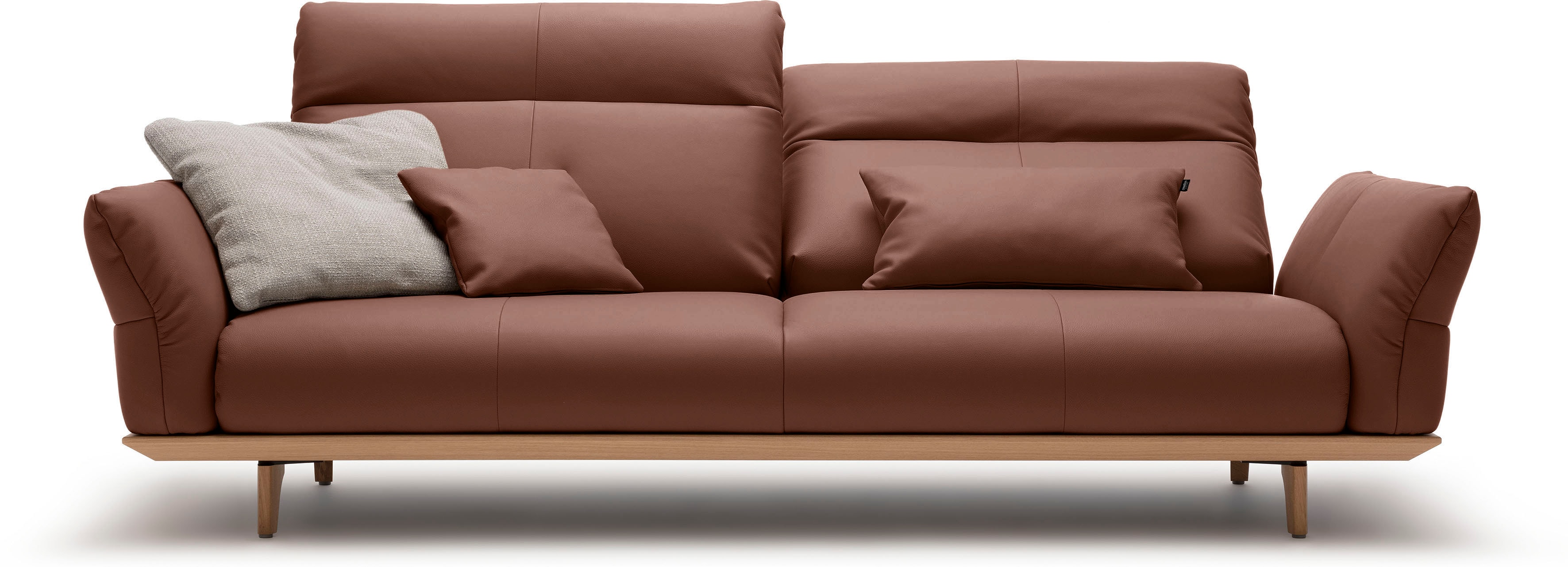 Creation BY ROLF BENZ 3,5-Sitzer "CR.460 mit verstellbarer Rückenlehne, bequem und hochwertig" Sockel in Eiche, Füße Eiche natur, Breite 228 cm