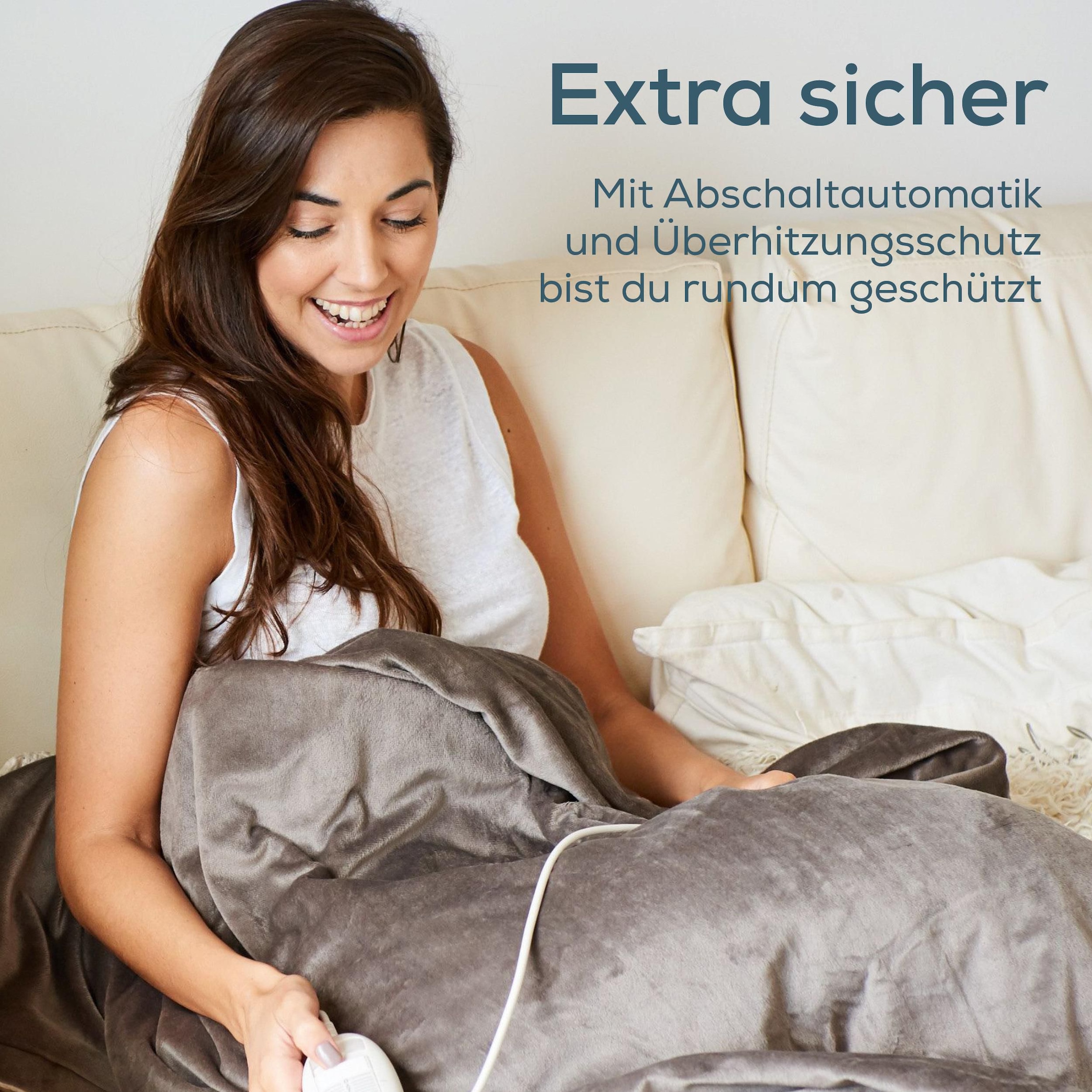 BEURER Heizdecke »HD 75 Cosy Taupe, 6 Temperaturstufen, 180 x 130 cm« kuschelige Wärmedecke in Kunstfelloptik, maschinenwaschbar bei 30 °C