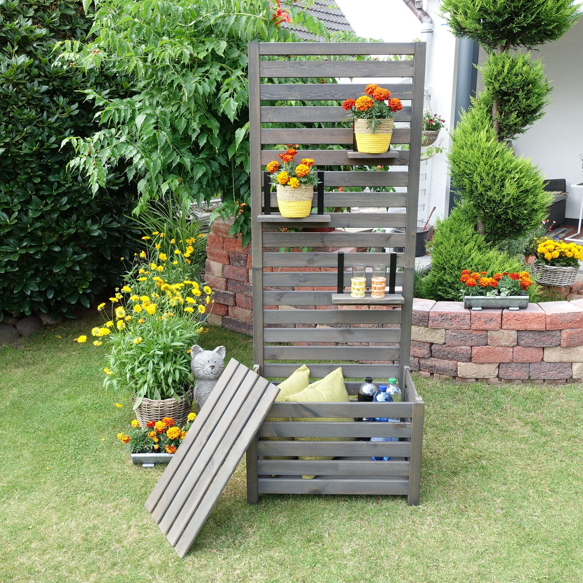 promadino Spalier »für Balkon und Garten«, Sitzgelegenheit und Sichtschutz, L70xT40xH180cm, Volumen: 91 Liter