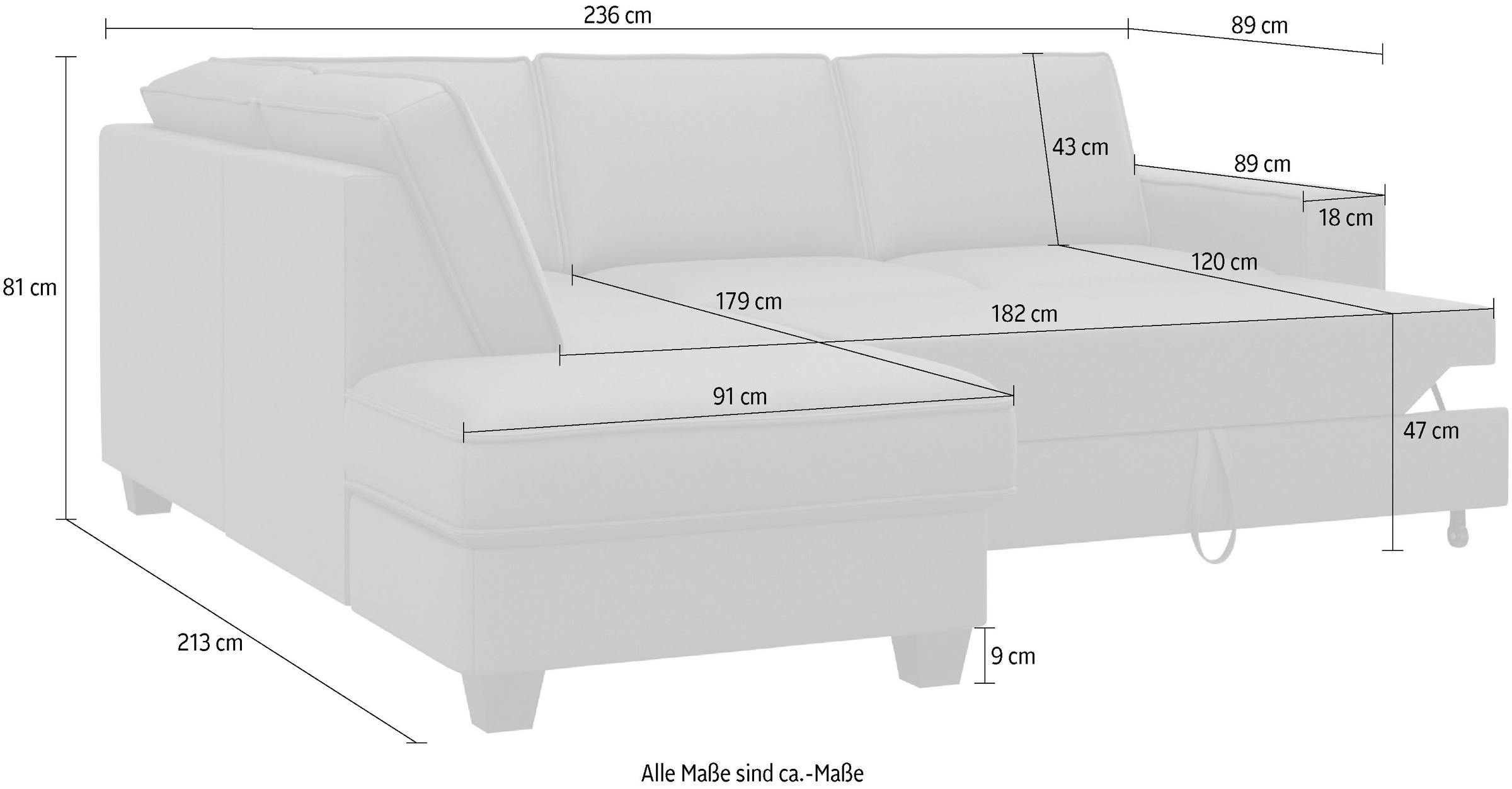 Home affaire Ecksofa »County L-Form«, (2 St.), wahlweise Ottomane links oder rechts, mit Federkern-Polsterung