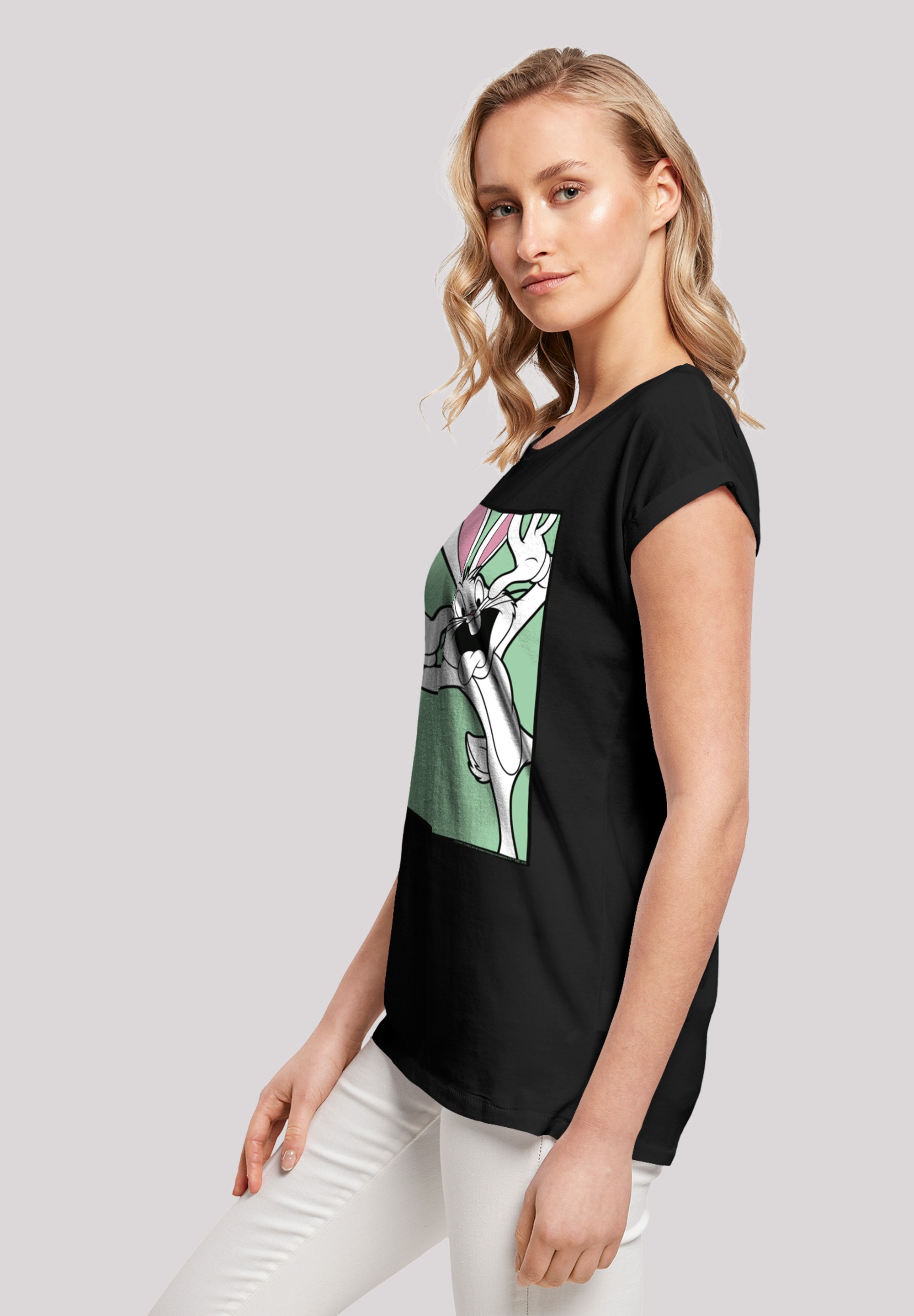 Friday Funny F4NT4STIC Black BAUR Tunes | Face«, Bugs Print T-Shirt Bunny »Looney