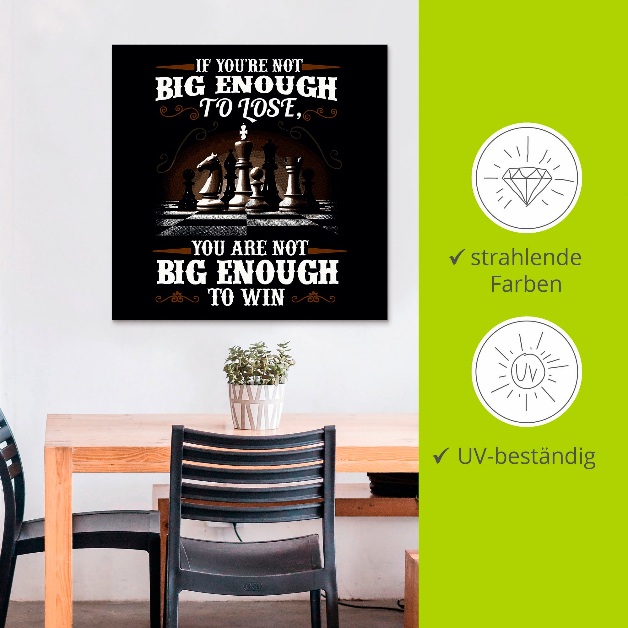 Artland Alu-Dibond-Druck »Inspirierender Spruch für Schach«, Sprüche & Texte, (1 St.), für Innen- und Außenbereich geeignet, Outdoorbild