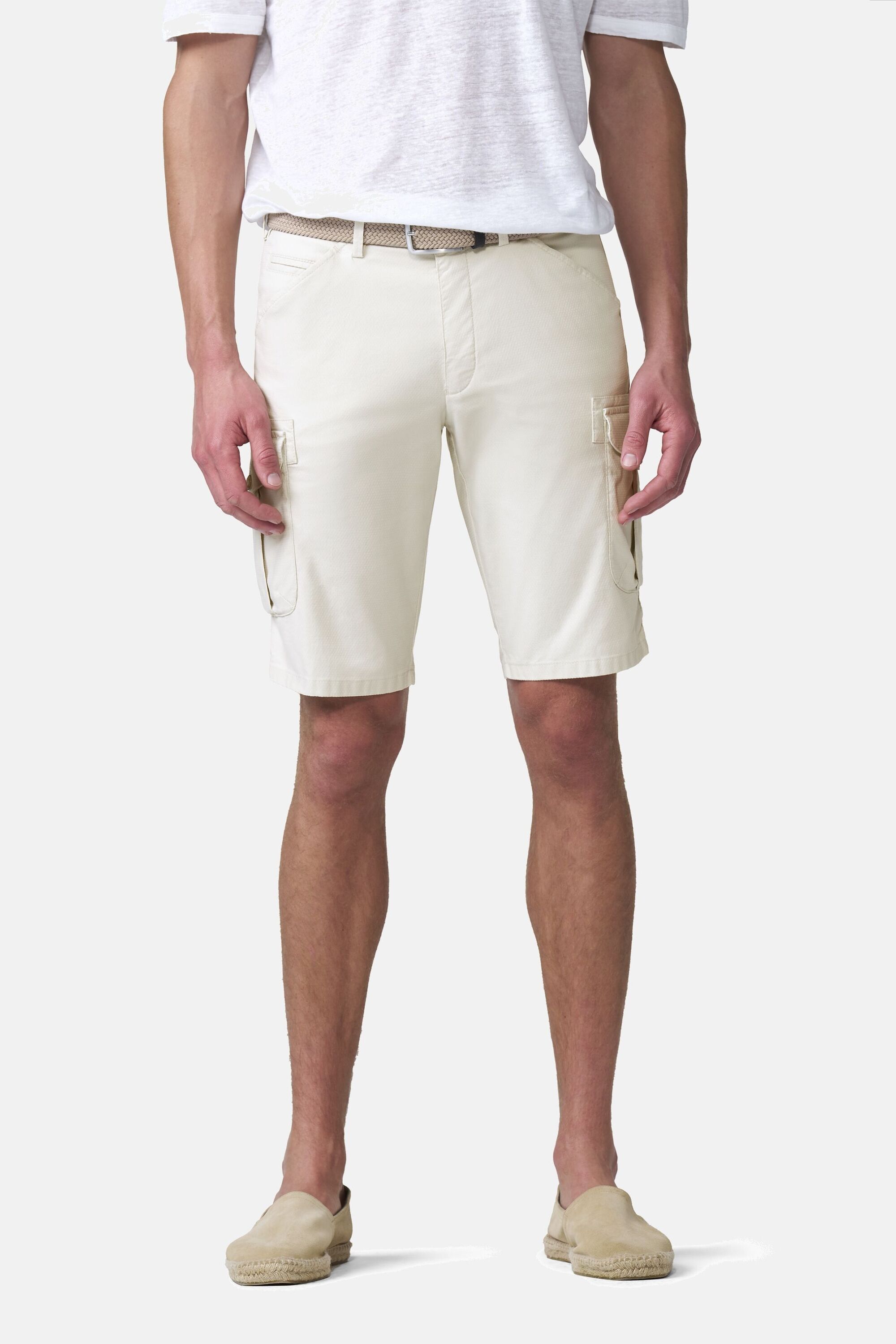 Cargohose MEYER "B-Orlando 1-3040", Herren, Gr. 25, Normalgrößen, kitt, 96% Baumwolle, 4% Elasthan, unifarben, regular fit kurz, Hosen Cargohose