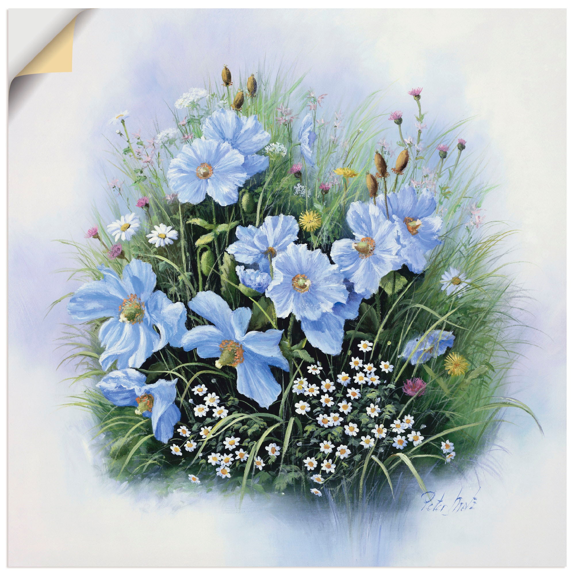 Poster als BAUR St.), Blumen, (1 Black Leinwandbild, Größen »Blaue Wandaufkleber Blumen«, oder Artland versch. in Friday Wandbild |