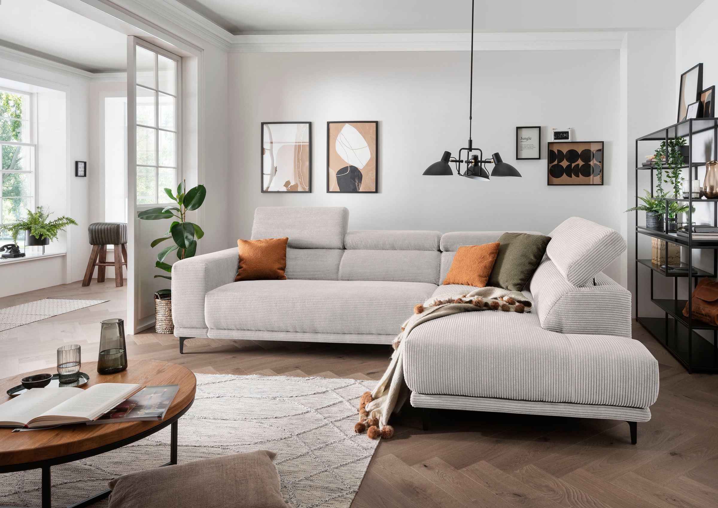 alina Ecksofa »Hikari«, wahlweise mit Sitzvorzug, in modernem Cordstoff, Breite 302 cm