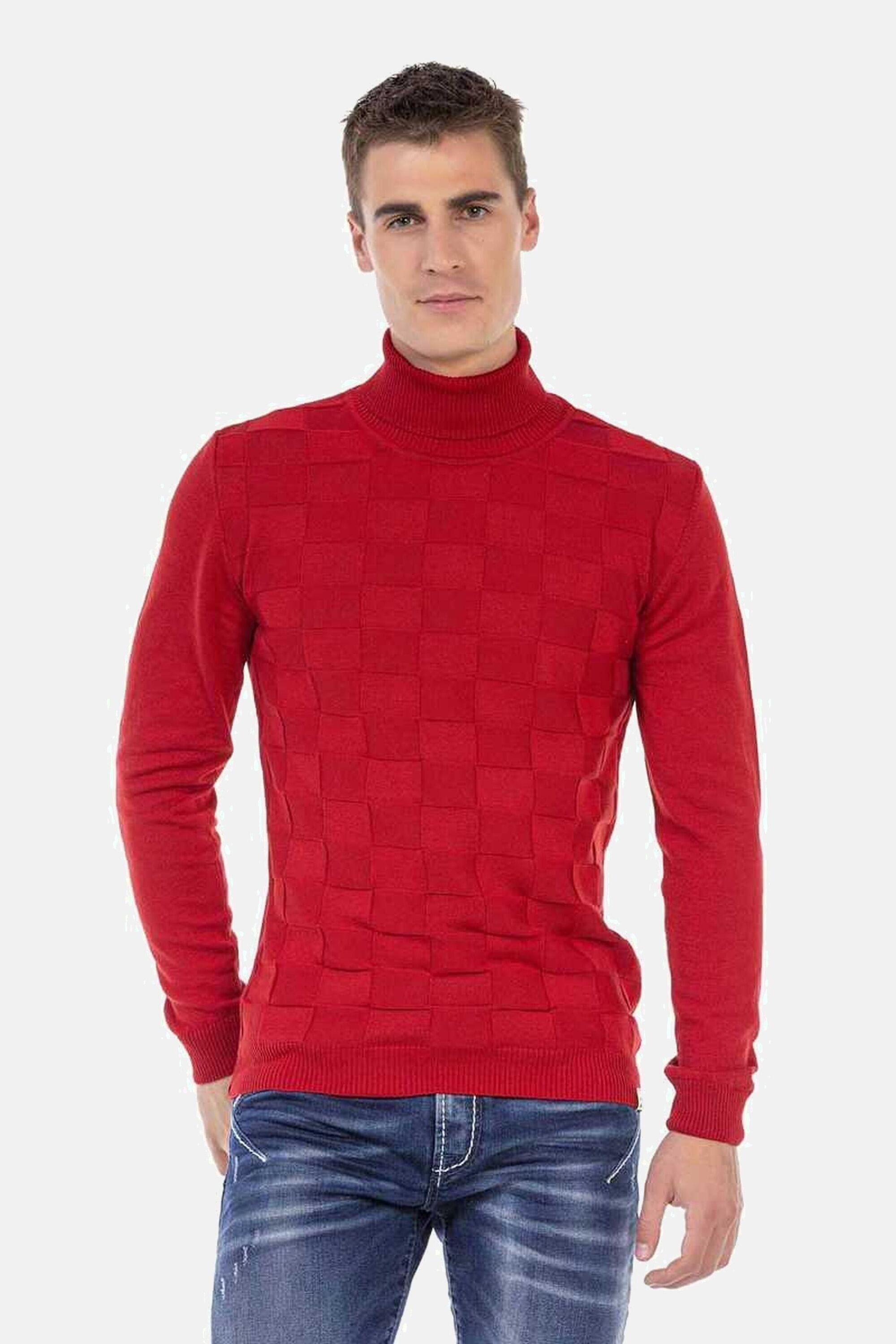 Rollkragenpullover »Pullover«, mit kariertem Strickmuster, CP241