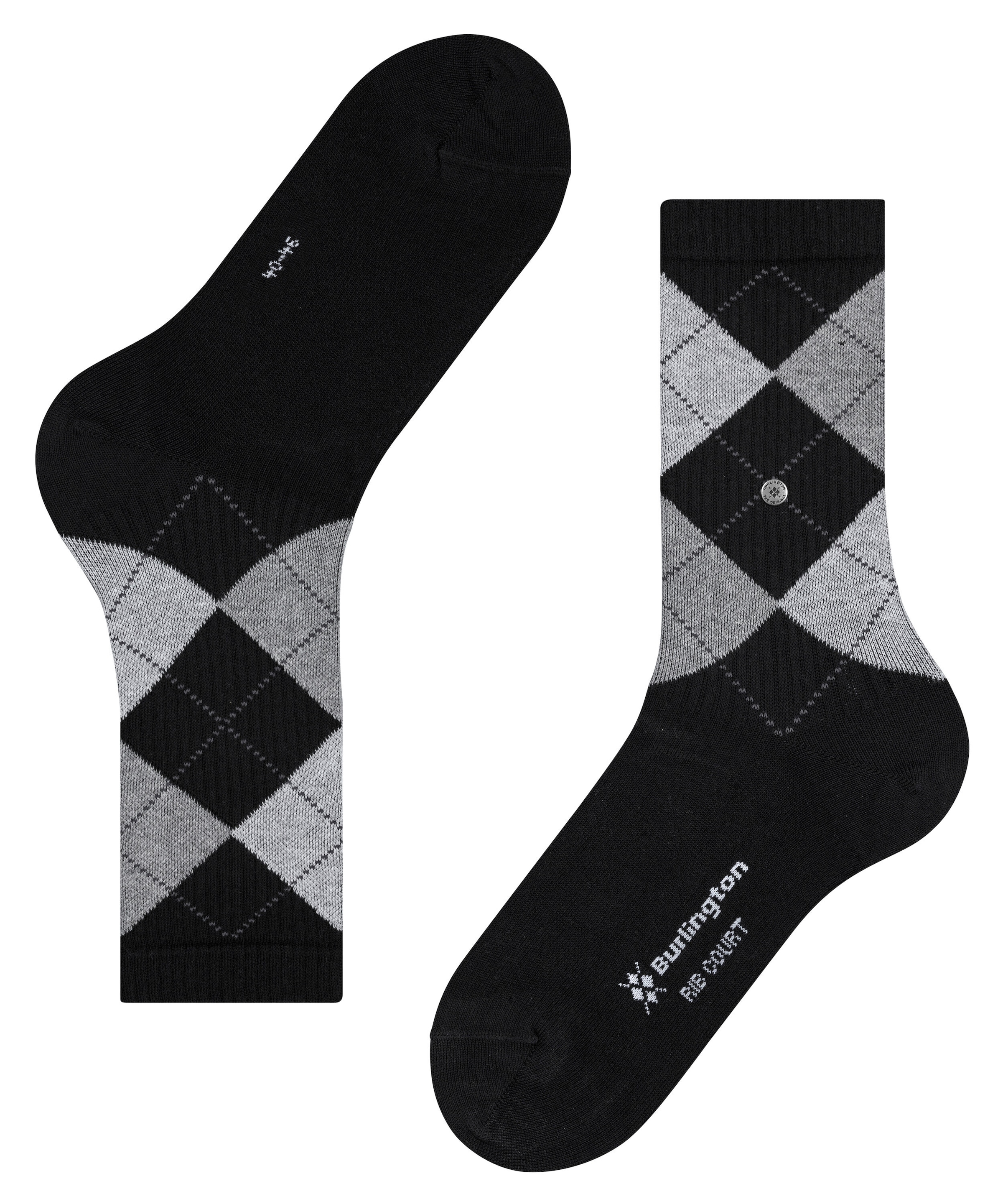 Burlington Socken »Rib Court« Einheitsgröße 40-46, Argyle-Muster, feine Rippenstruktur