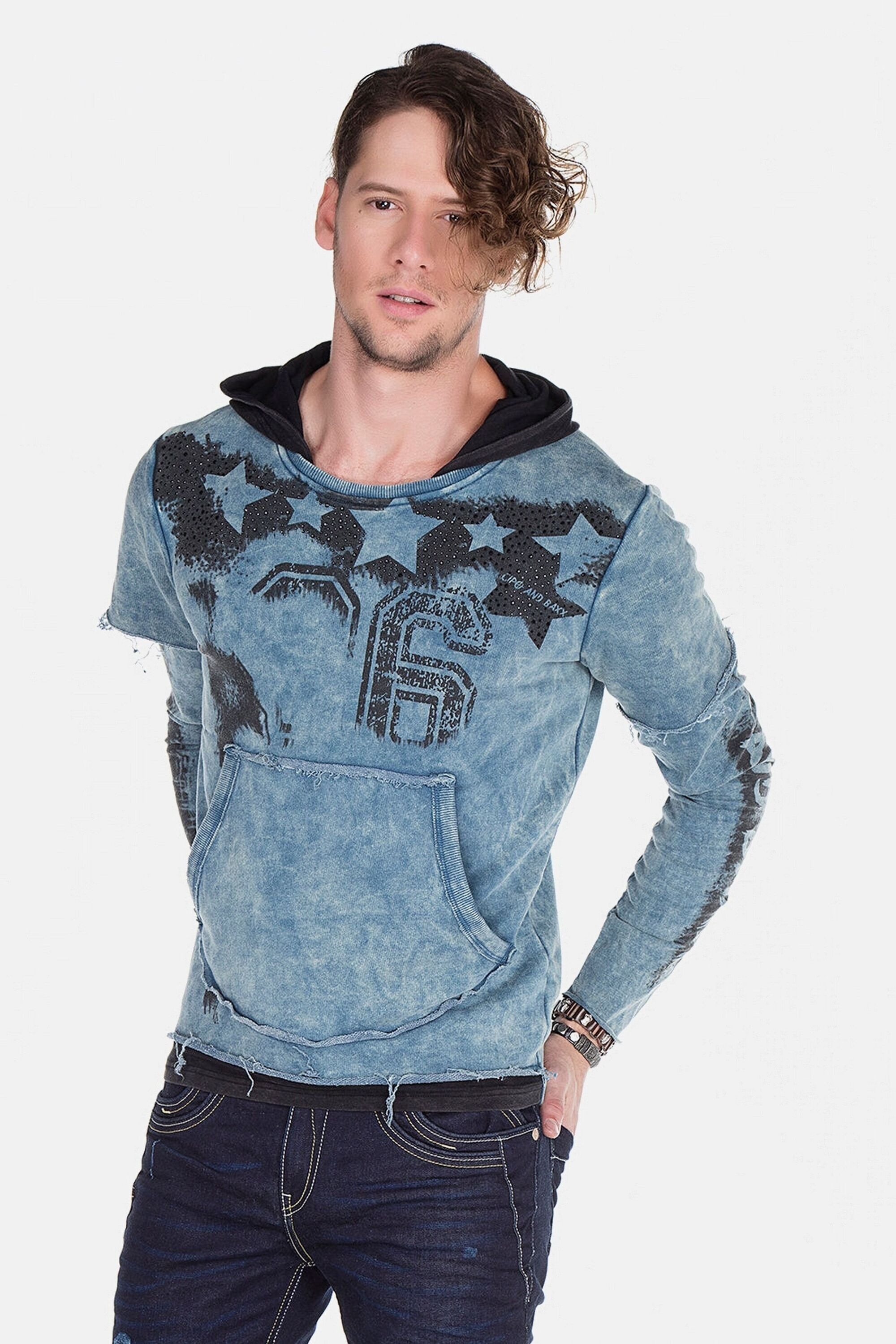 Cipo & Baxx Kapuzensweatshirt »Sweatshirts«, (1 tlg.), im Lagenlook, CL-279
