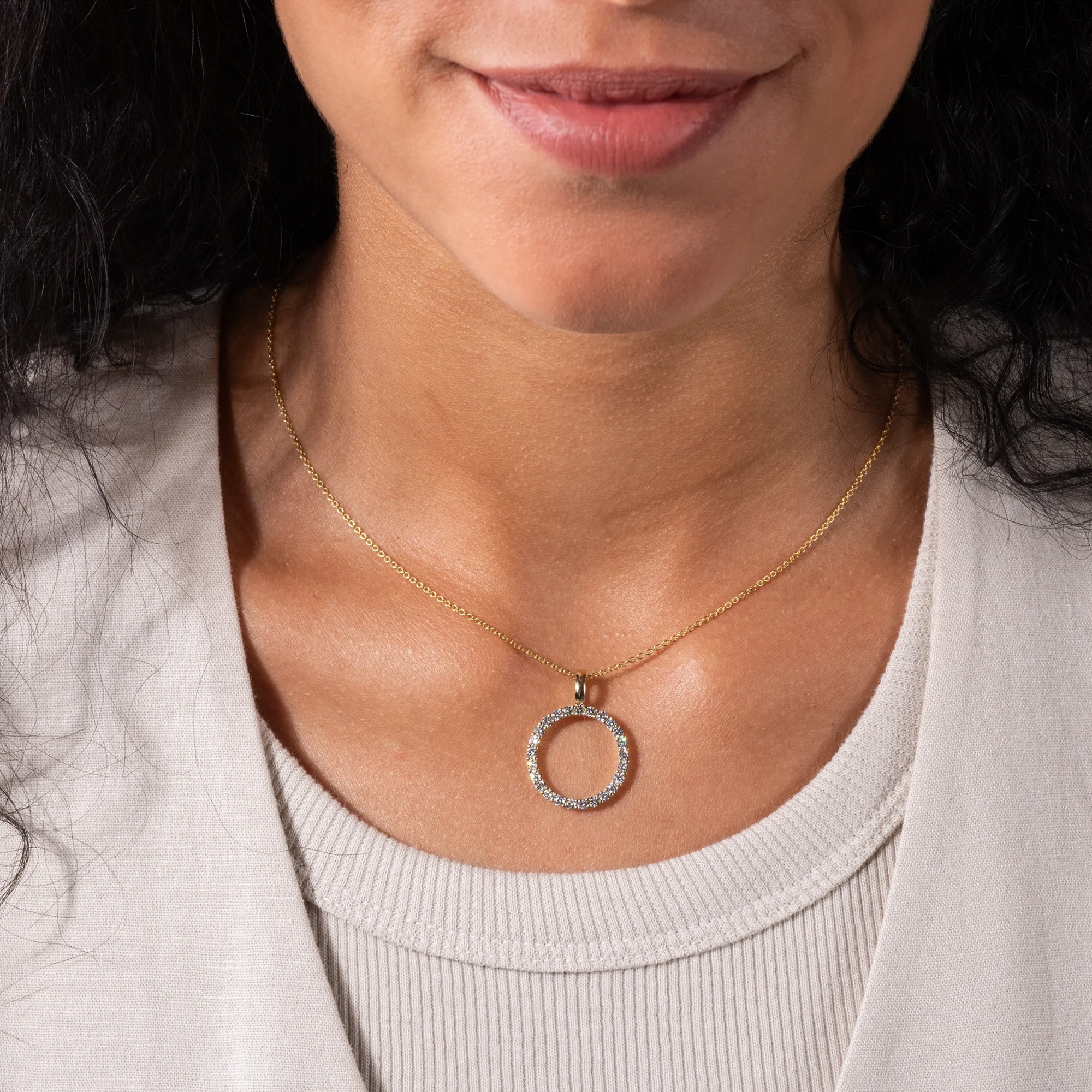 LYOMI Kette mit Anhänger »585/- Gelbgold 25 synth. Diam. 0,94ct.«
