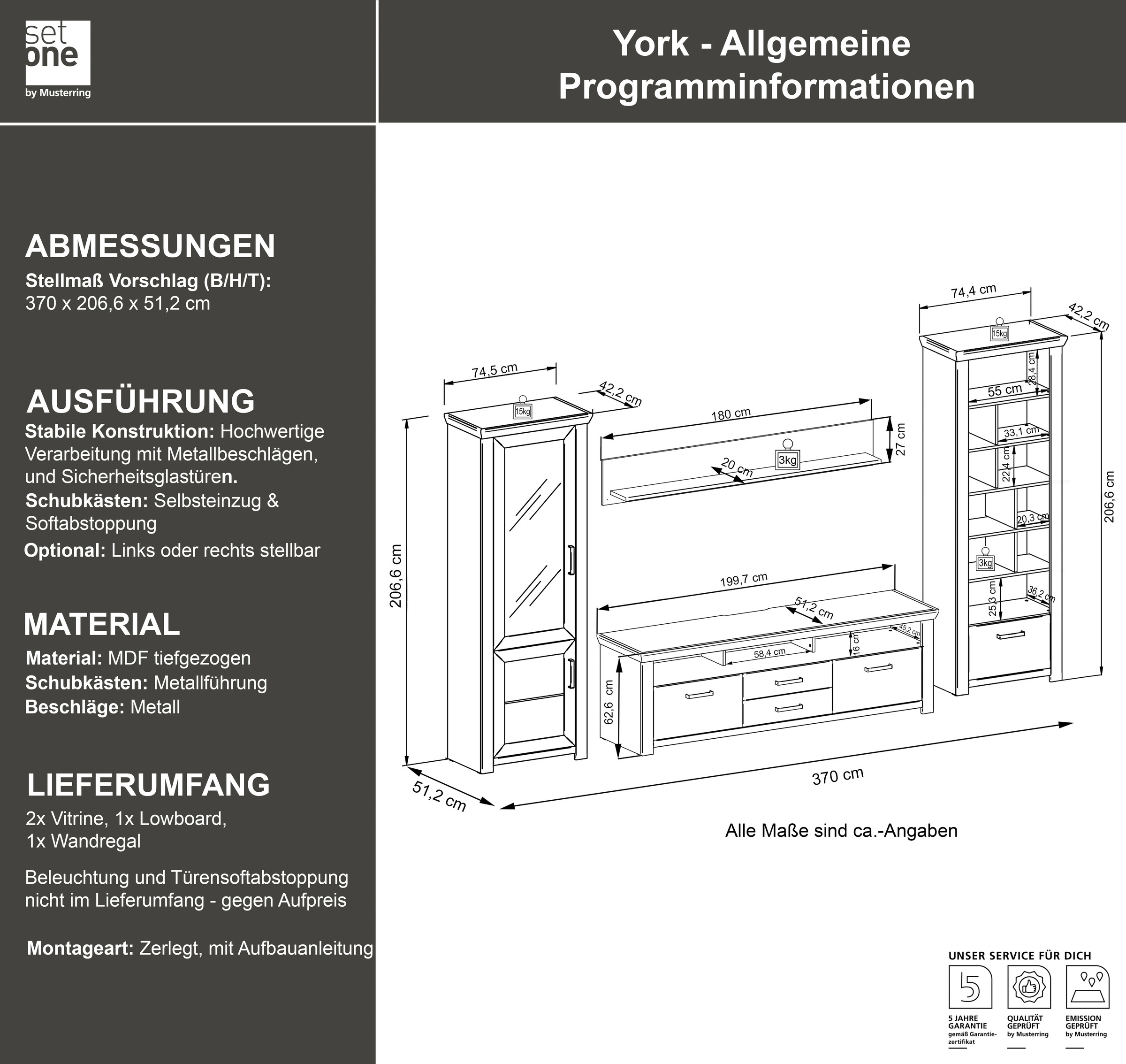 set one by Musterring Wohnwand »York« 4 Stk. tlg.