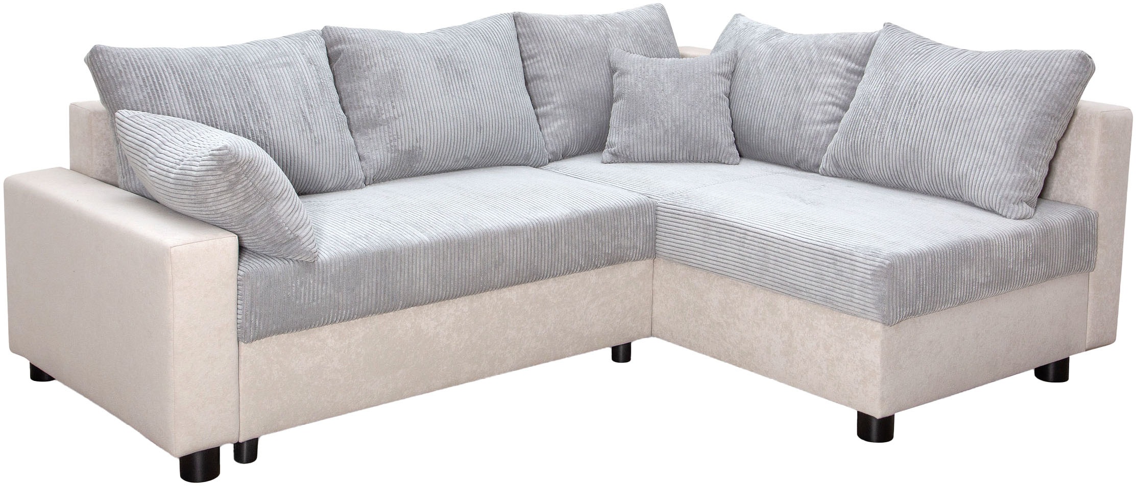 COLLECTION AB Ecksofa "Parma L-Form, B: 224 cm" Schlaffunktion, Bettkasten & 2 Zierkissen, Federkern