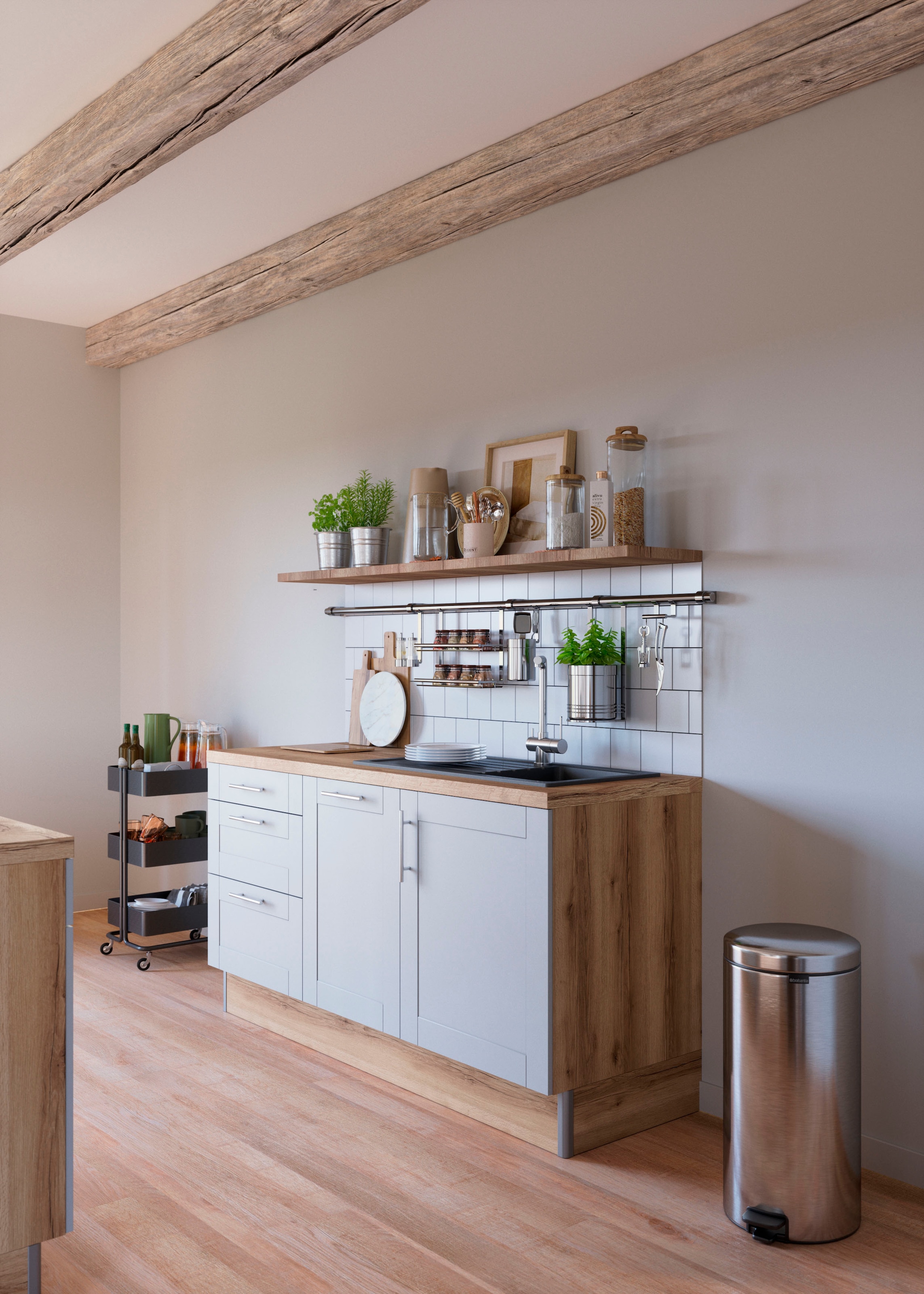 OPTIFIT Küche »Ahus«, 180 cm breit, wahlw.mit E-Geräten, Soft Close Funktion, MDF Fronten