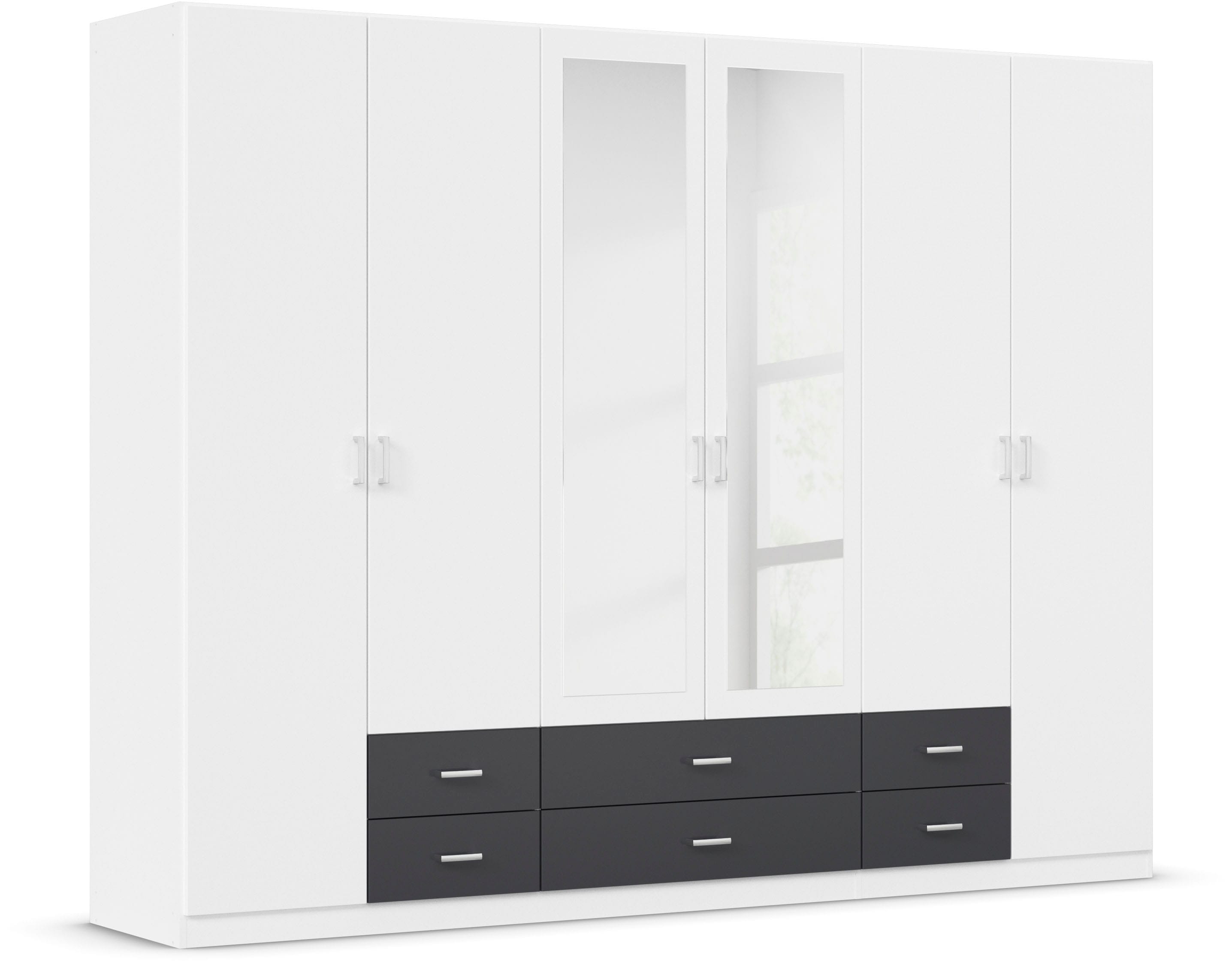 rauch Kleiderschrank "Schrank Garderobe Ankleide GAMMA Breiten 91/136/181/226/271/315/360 cm" in 3 Ausstattungen BASIC/CLASSIC/PREMIUM (inkl. SOFT-CLOSE-Funktion), verschiedene Griff-Varianten, mit Spiegel TOPSELLER MADE IN GERMANY
