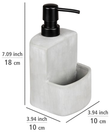 WENKO Spülmittelspender »Modell Festival«, aus Beton, angesagter Industrial Look, mit Spülschwamm-Fach, 380 ml