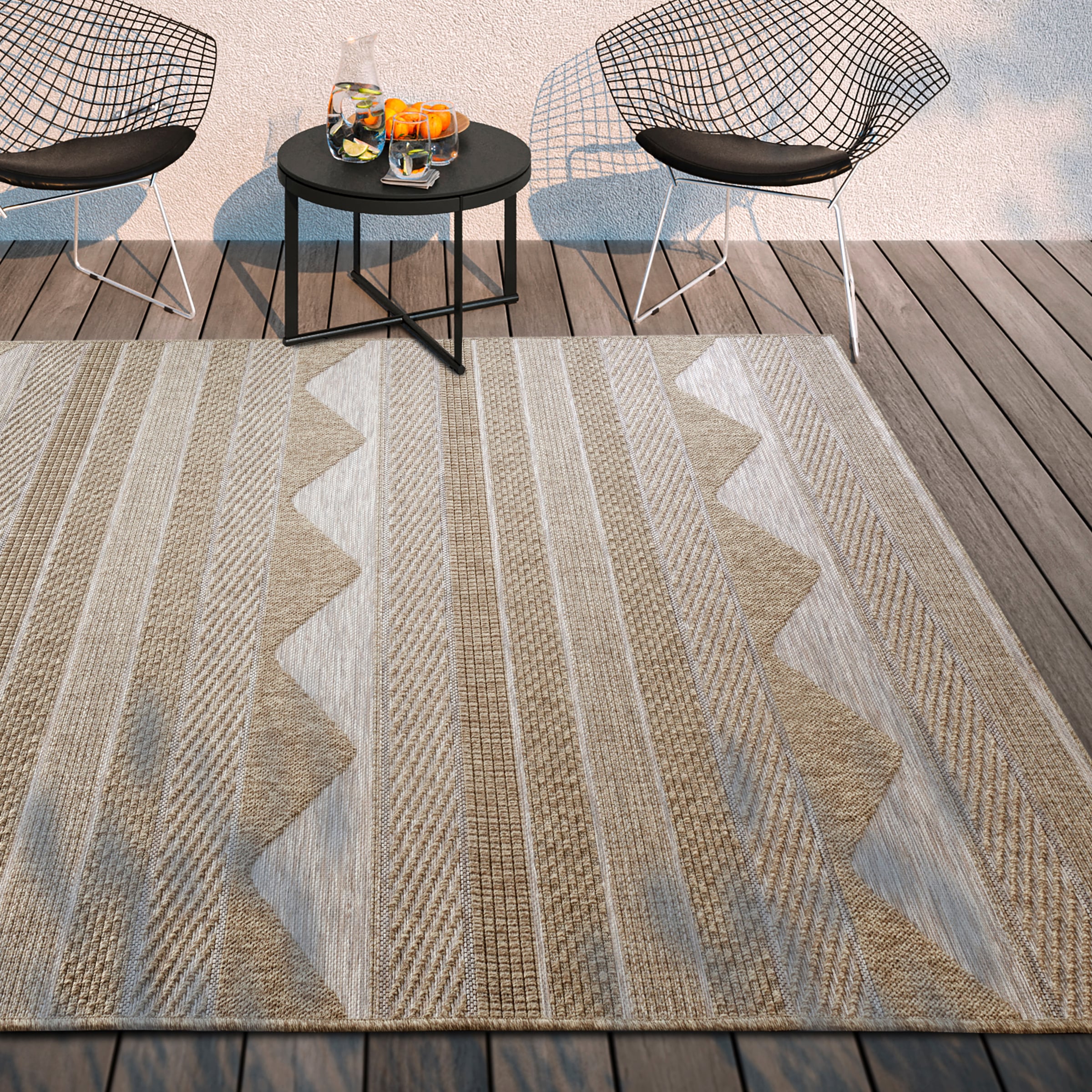 Villeroy & Boch Teppich »Elisabeth«, rechteckig, 8 mm Höhe, In-& Outdoor, Flachgewebe, wetterfest, Terrasse, Balkon, natur, modern