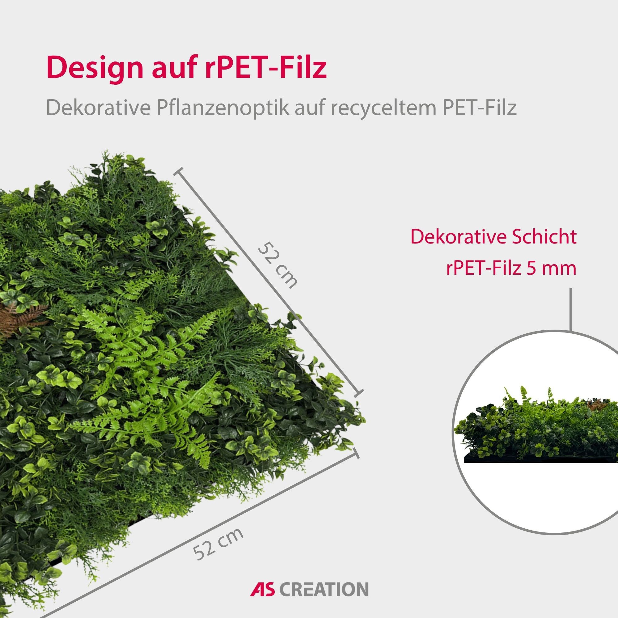 Architects Paper 3D Wandpaneel »A.S. Création Modular Wall Wandpaneel Pflanzenoptik« 1 tlg. Kunstpflanzen auf rPET-Filz für farbstarke botanische 3D-Wände