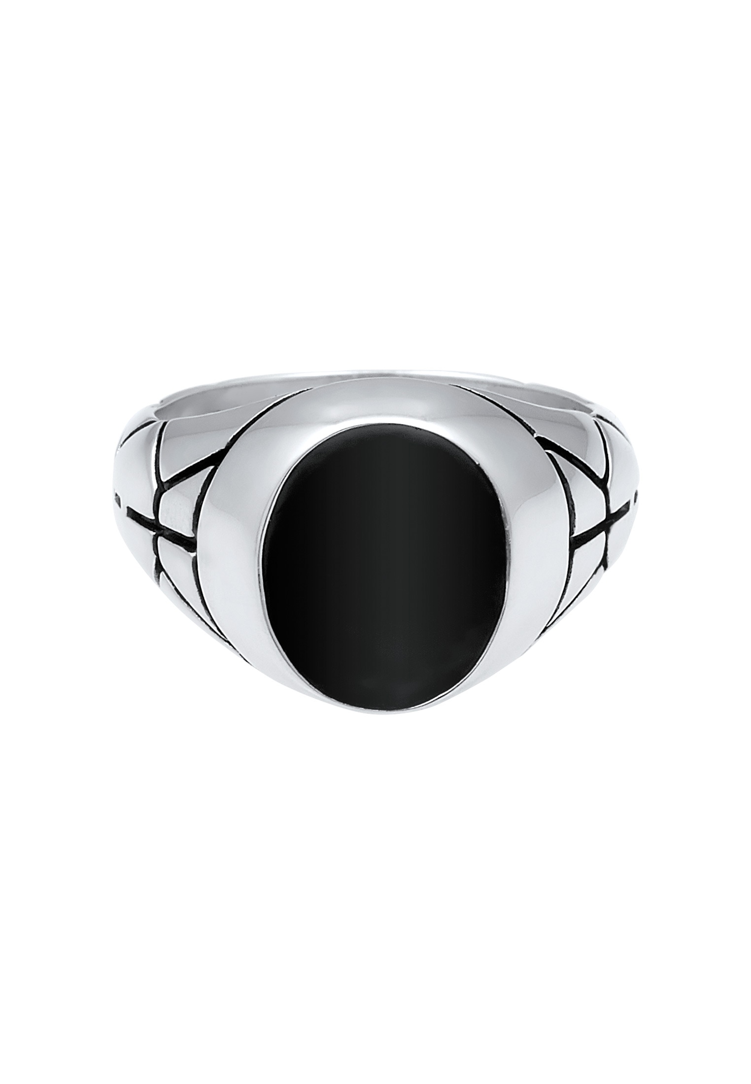 Kuzzoi Siegelring »Herren Siegelring Oval Emaille 925er Silber«