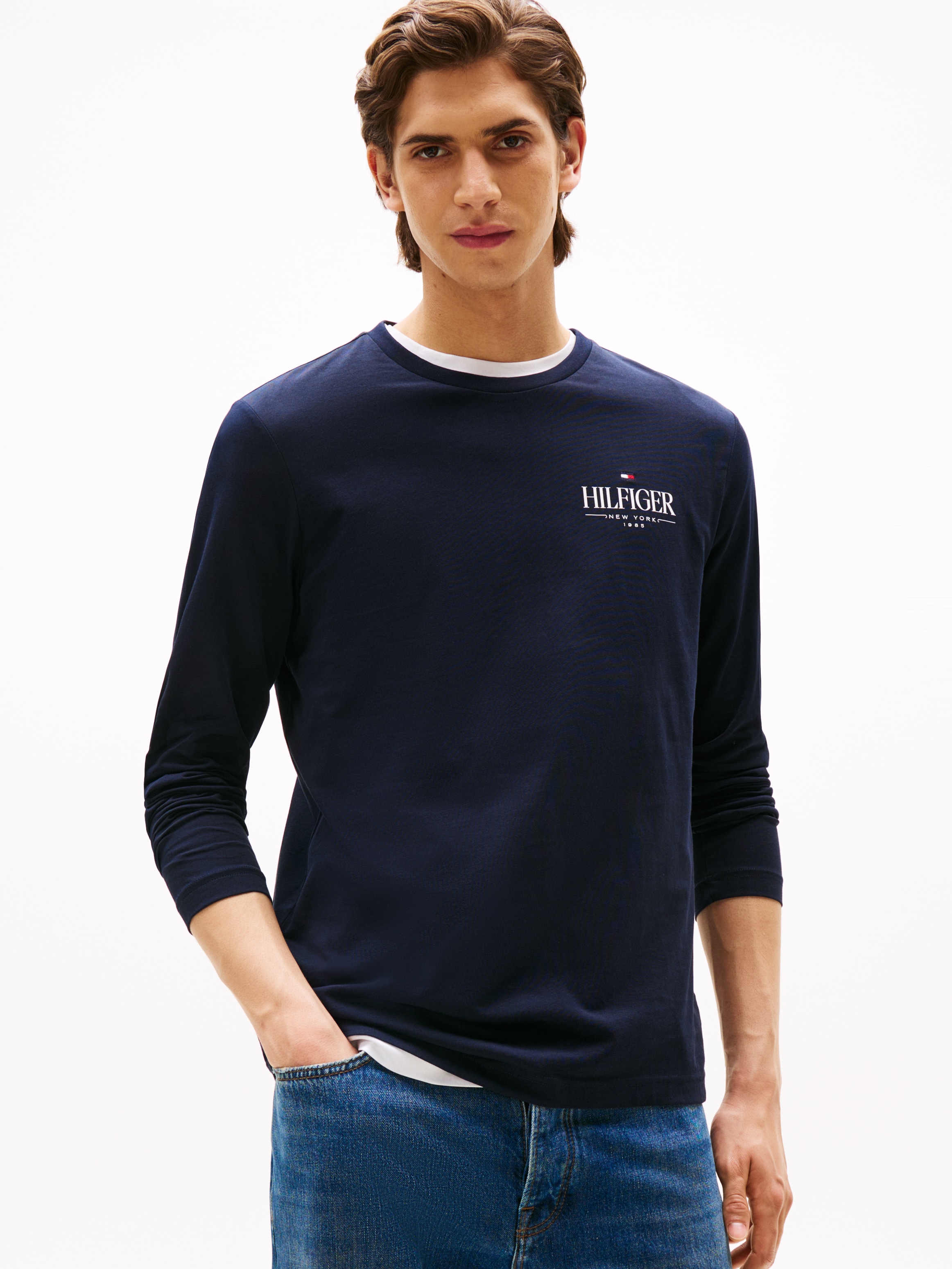 Tommy Hilfiger Longsleeve "HILFIGER STACK LS TEE", Kontrastfarbener Print a günstig online kaufen