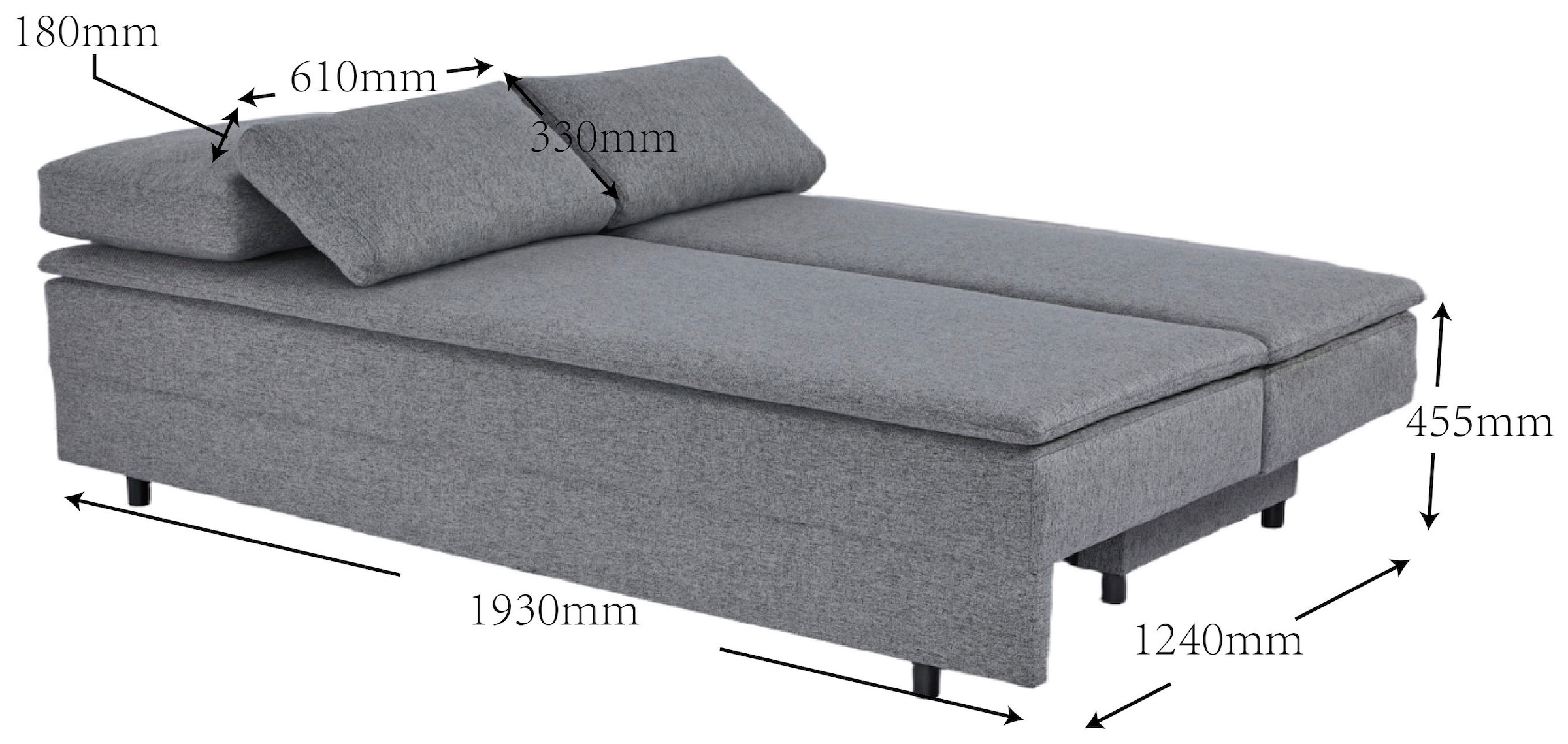 OTTO home Schlafsofa »JANNIKO Feinstruktur, Breite: 193 cm, Liegefläche 124x193 cm« mit Bettfunktion & Bettkasten, Matten-Polsterung