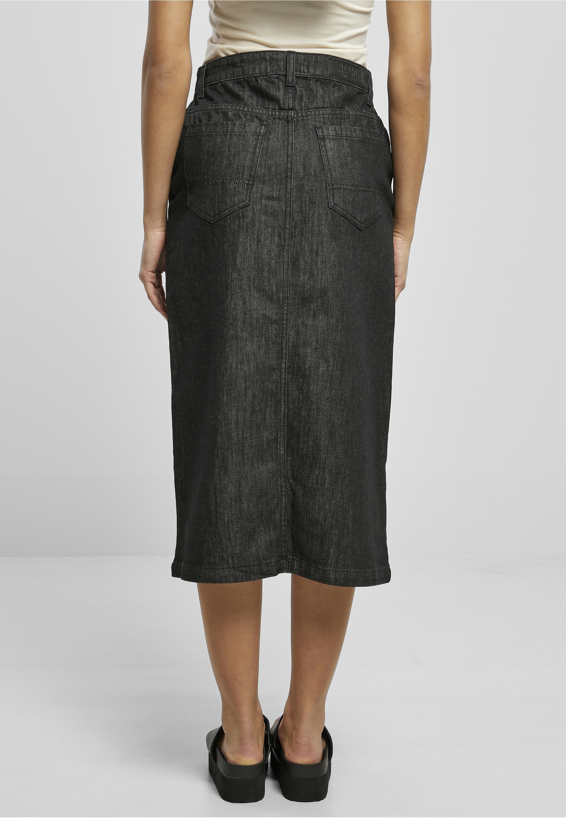 URBAN CLASSICS Jerseyrock »Urban Classics Damen Ladies Midi Denim Skirt« 1 Stk.