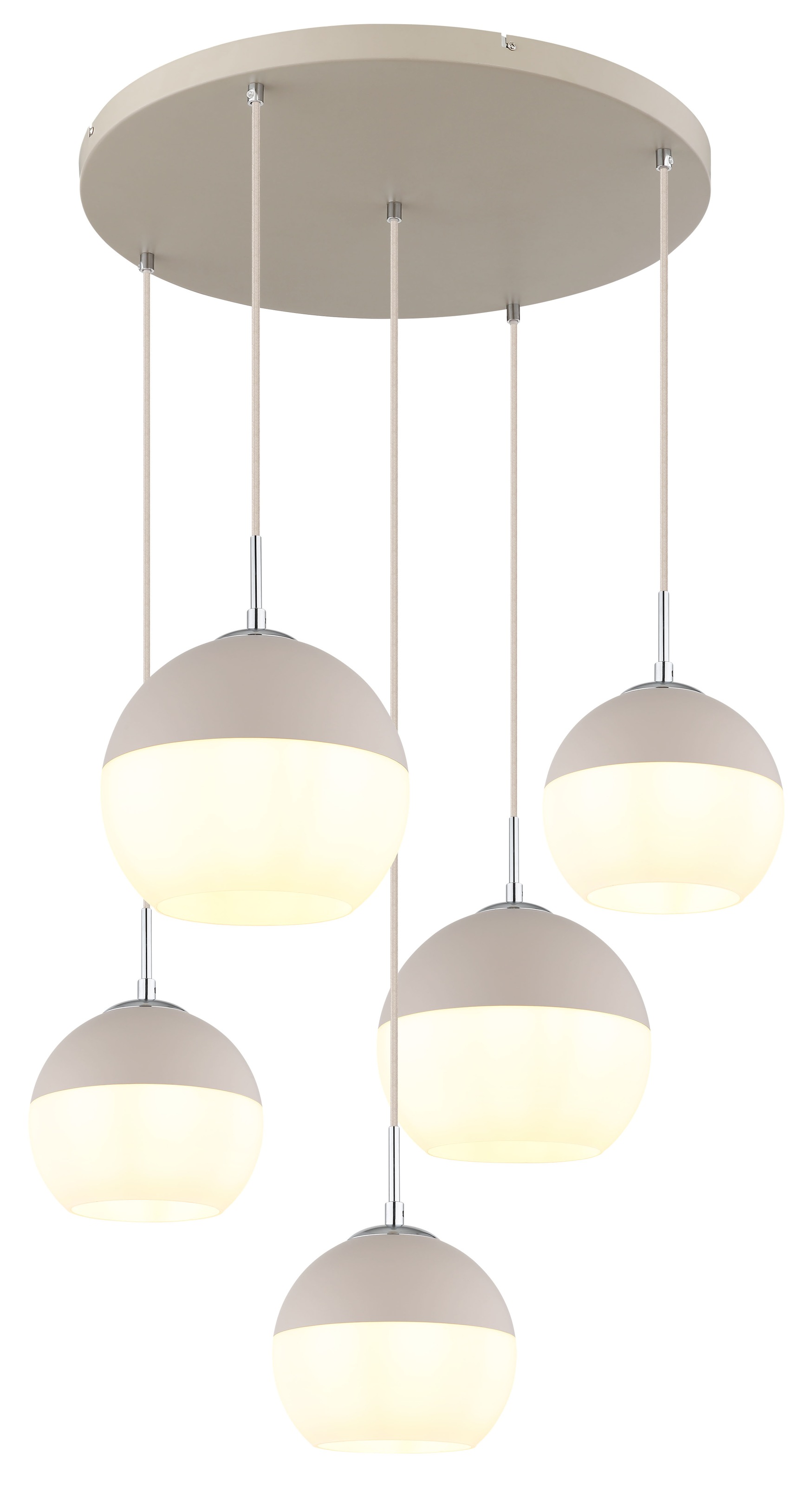 GLOBO LIGHTING Hängeleuchte »RAGUSA« E27 1 Stk. sandfarbene Pendelleuchte, Mix-Glaskugeln, E27, höhenkürzbar